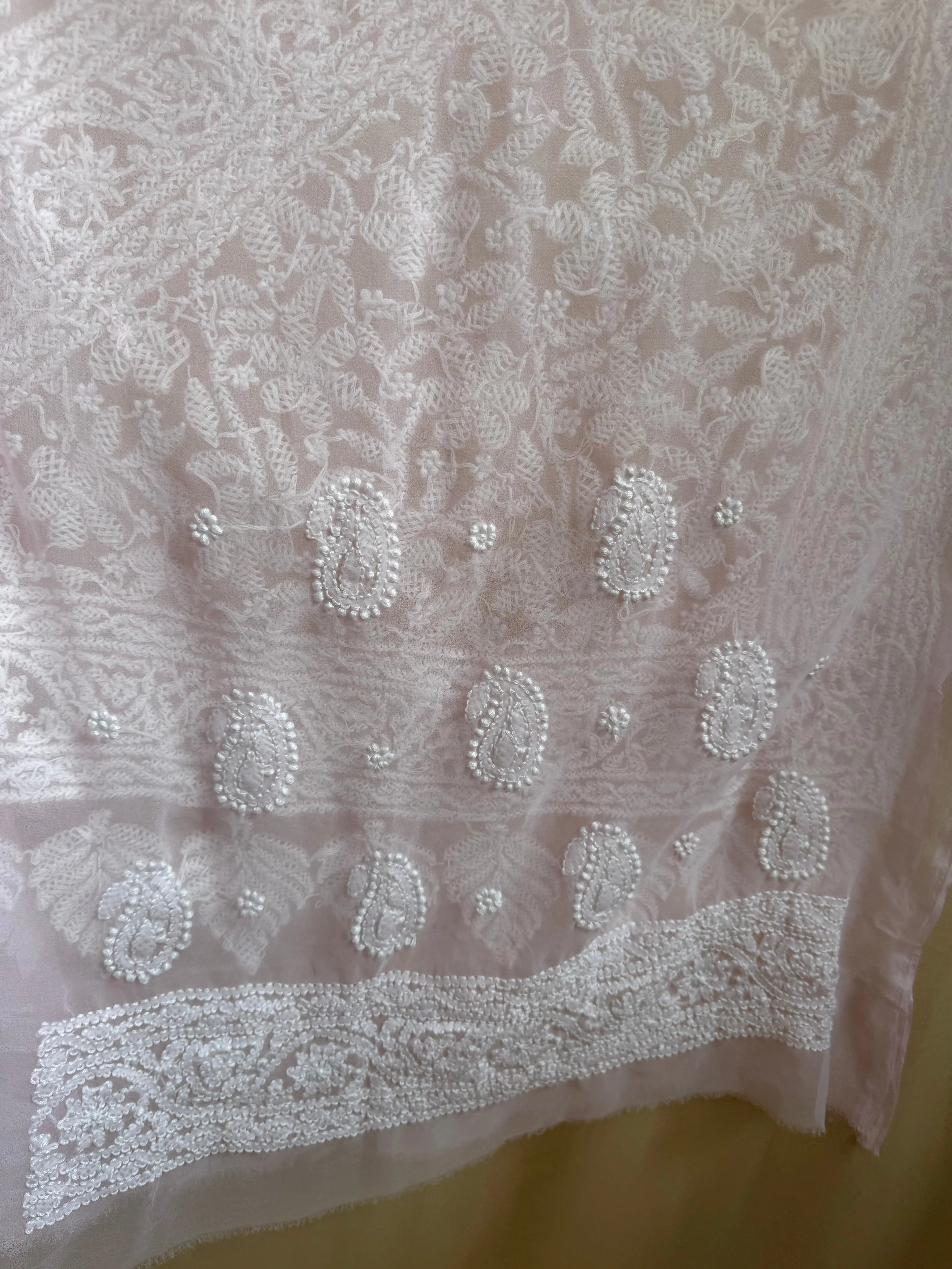 Georgette Chikankari saree in Pink ARIAA CHIKANKARI