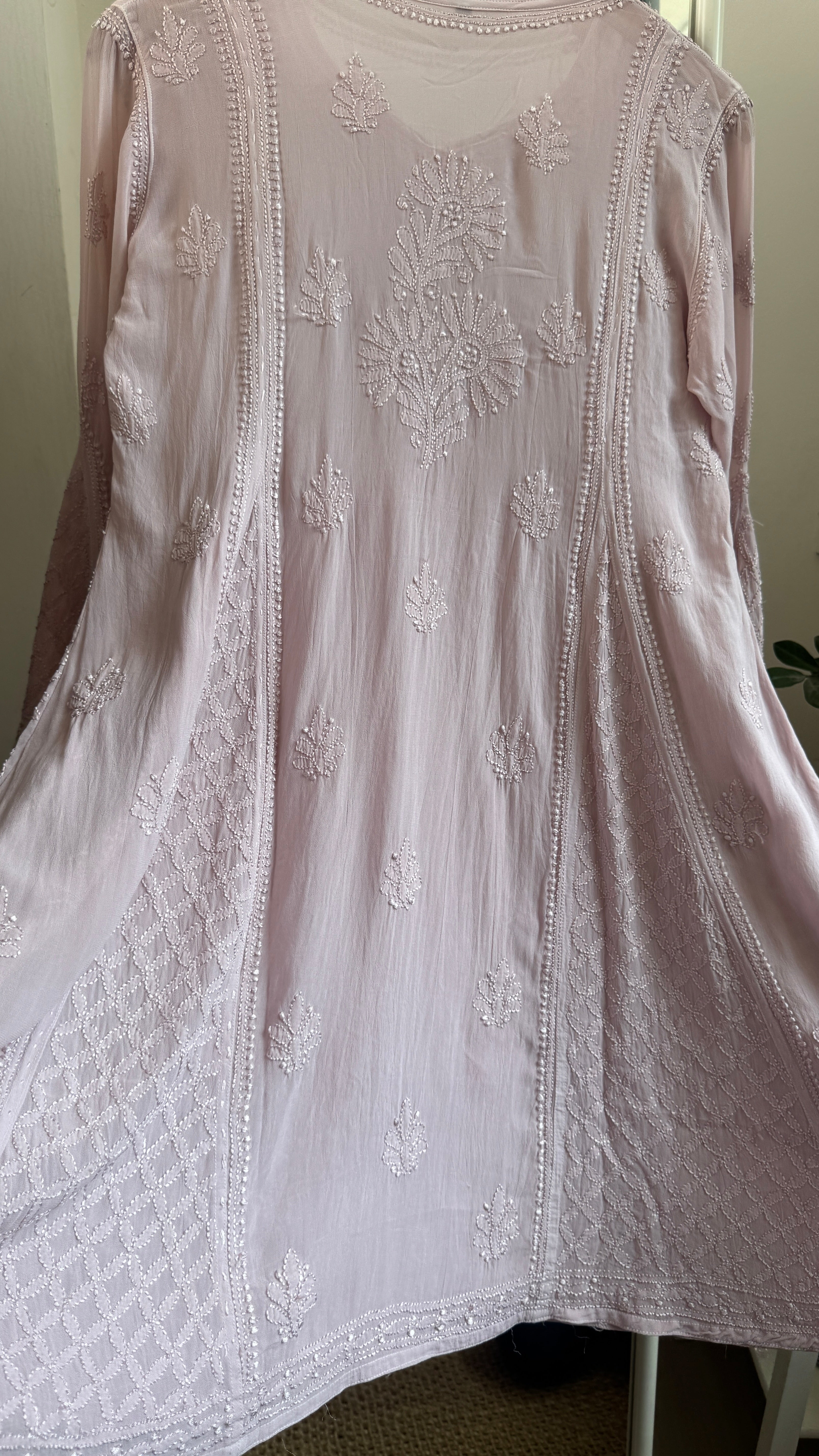 Viscose Chikankari Short Anarkali - Pale Pink - Sahar Collection