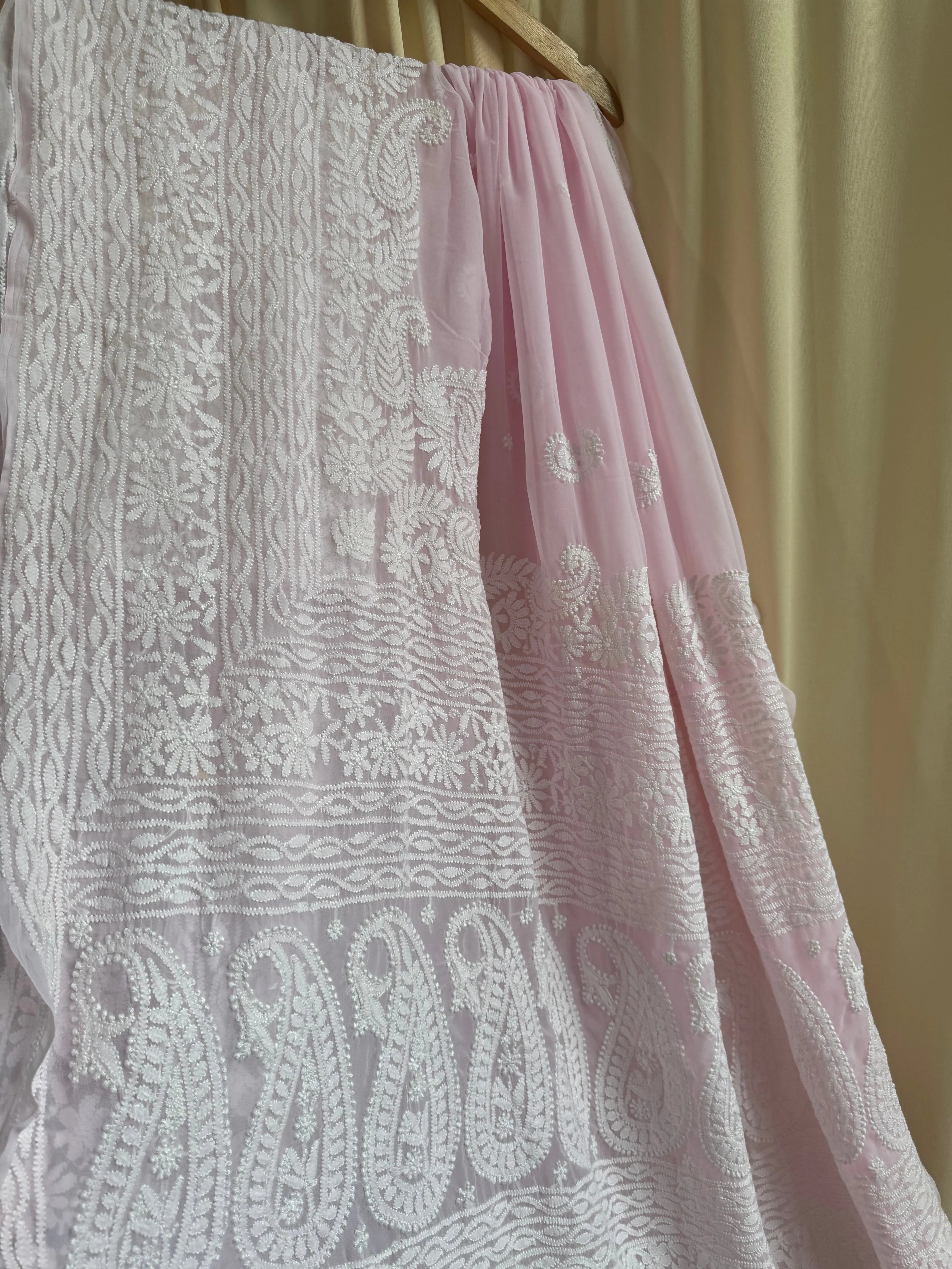 Georgette Chikankari saree in Pink ARIAA CHIKANKARI