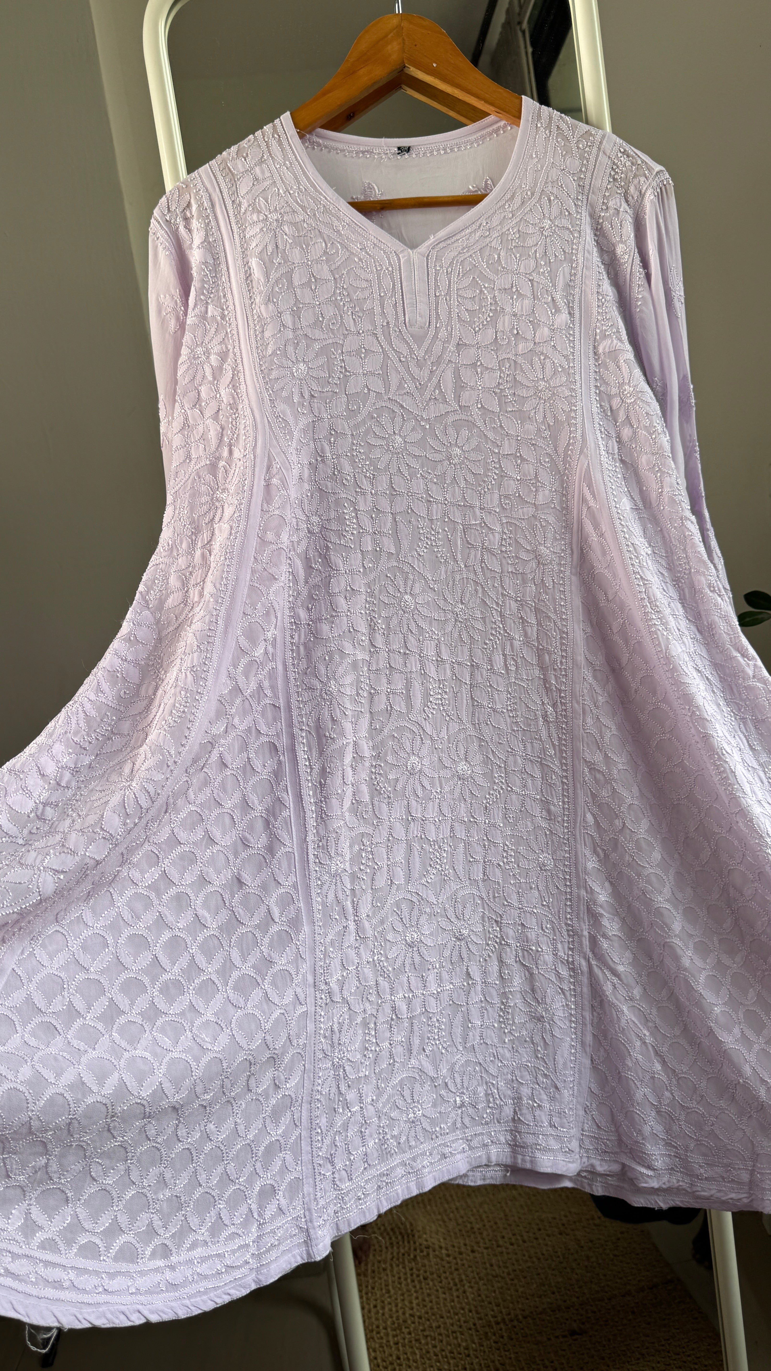 Viscose Chikankari Short Anarkali - Lilac - Sahar Collection