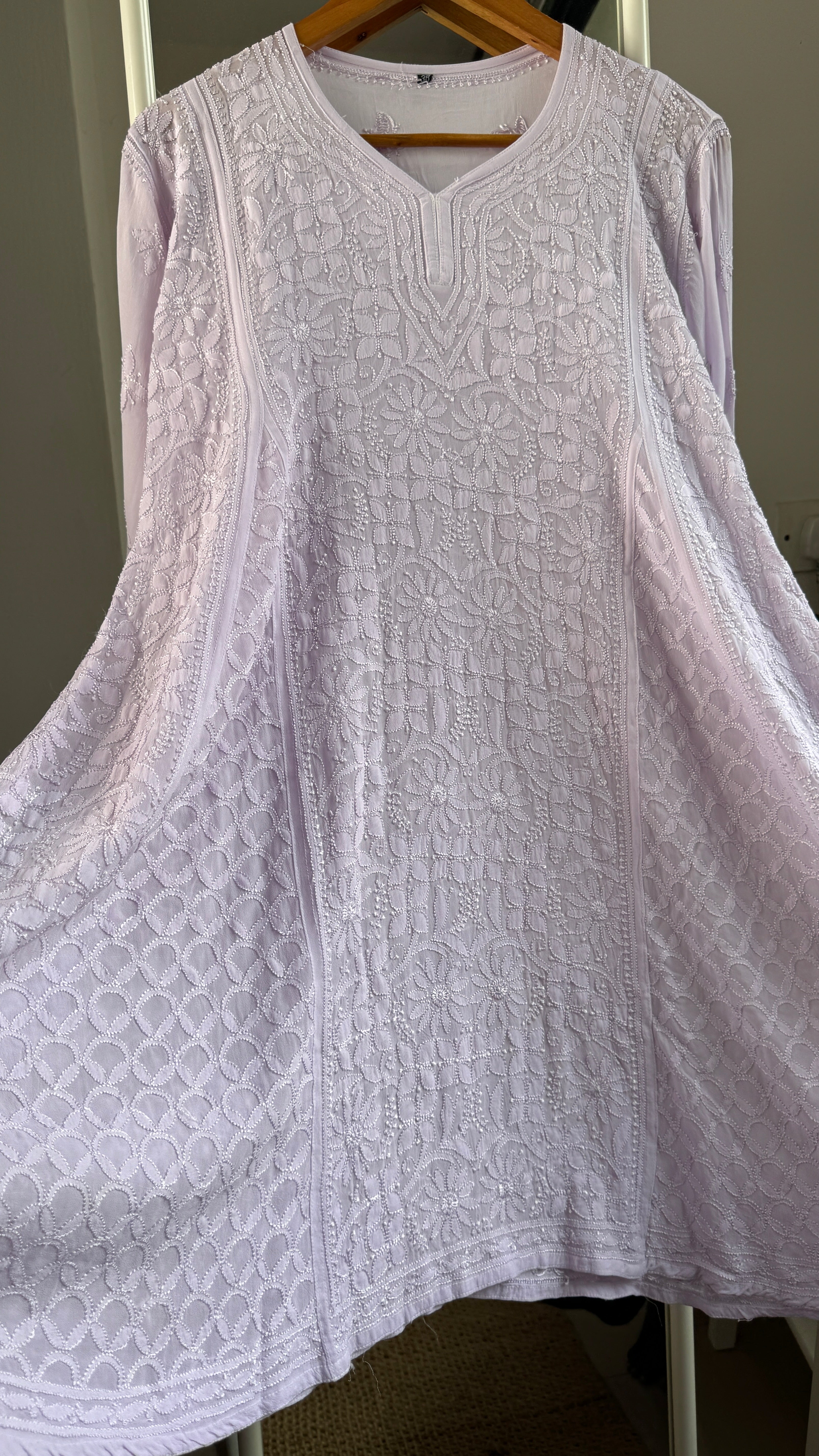Viscose Chikankari Short Anarkali - Lilac - Sahar Collection