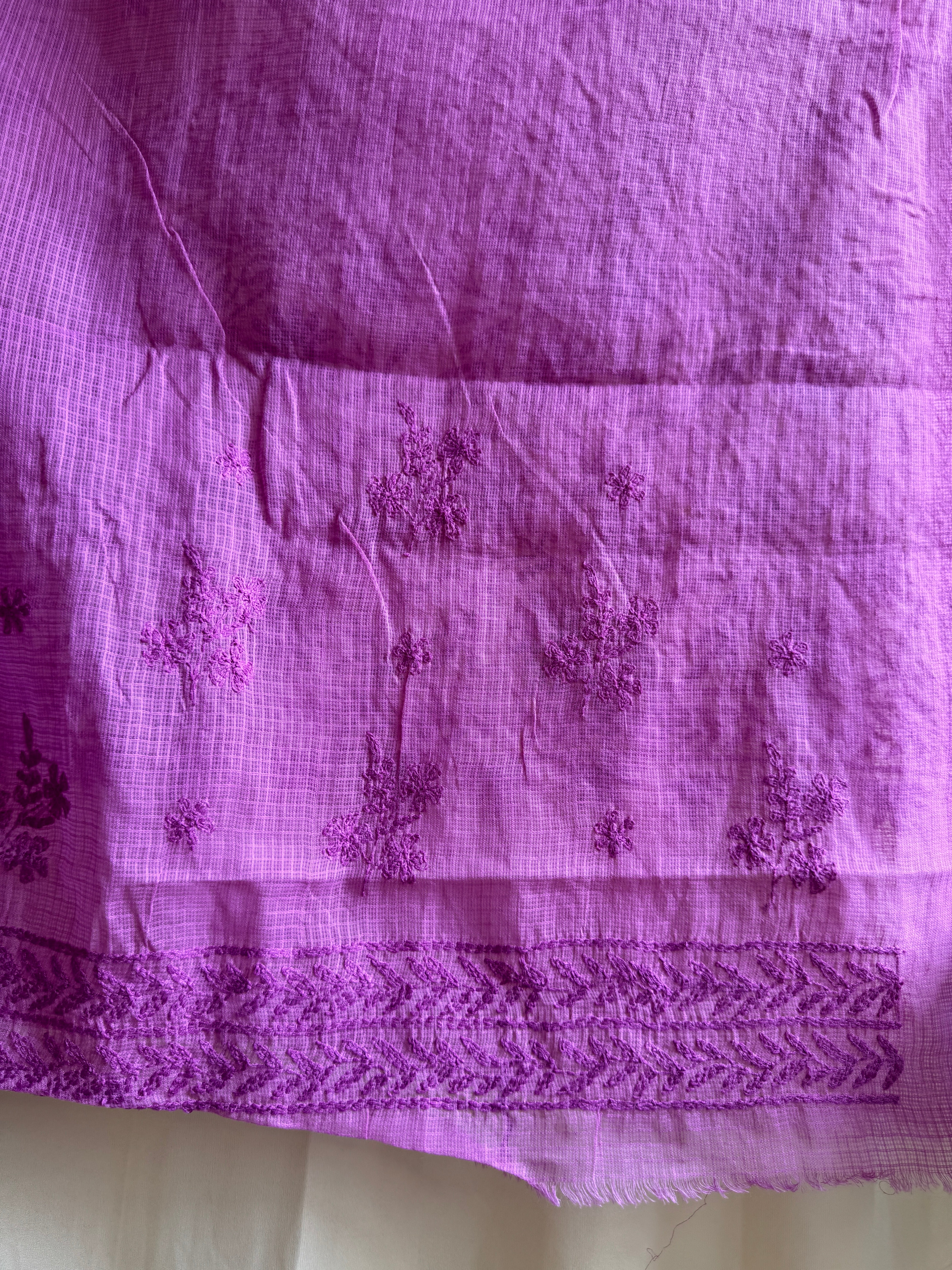 Kota Chikankari saree in Berry Pink