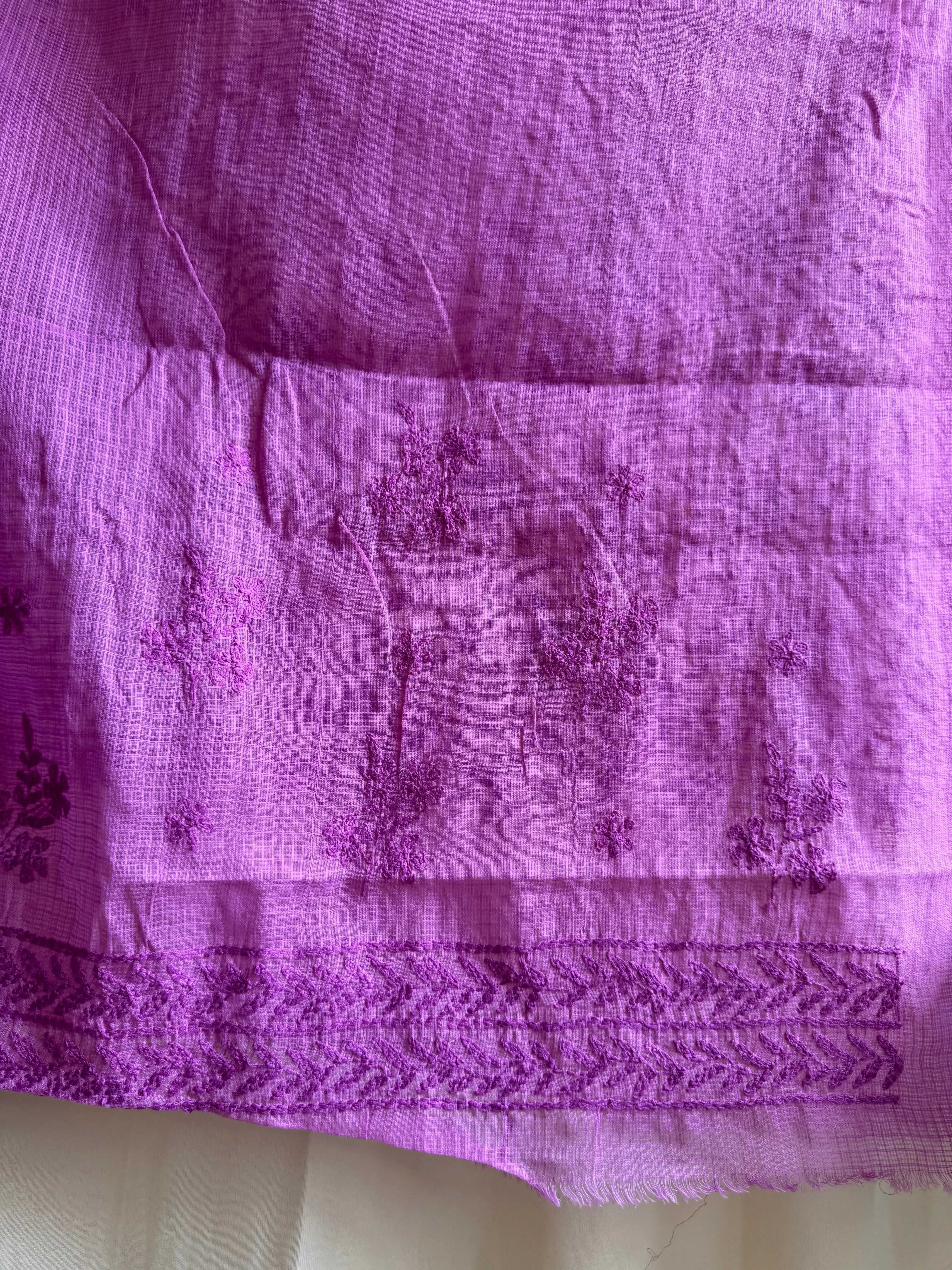 Kota Chikankari saree in Berry Pink ARIAA CHIKANKARI