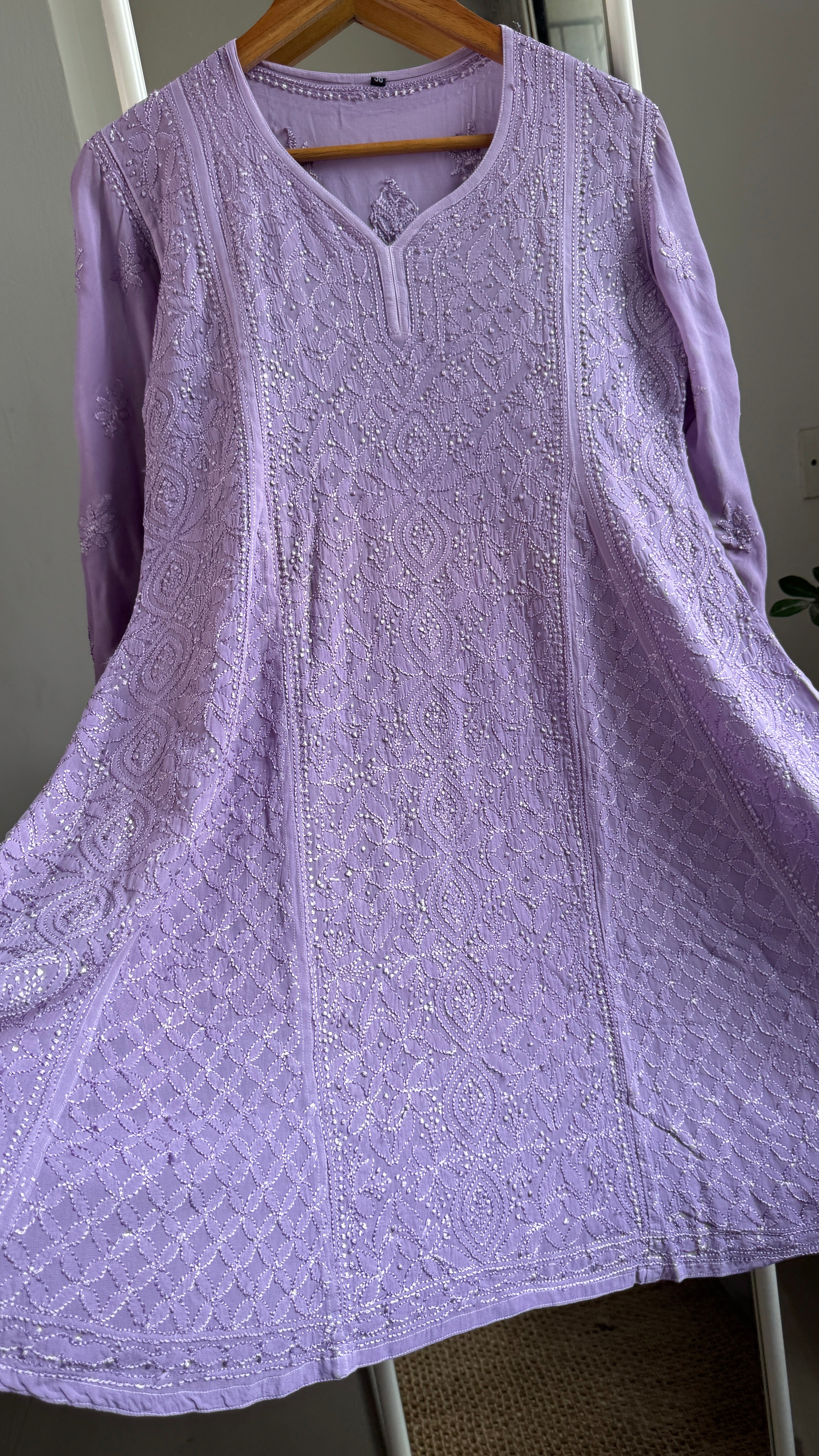 Viscose Chikankari Short Anarkali - Lavander - Sahar Collection