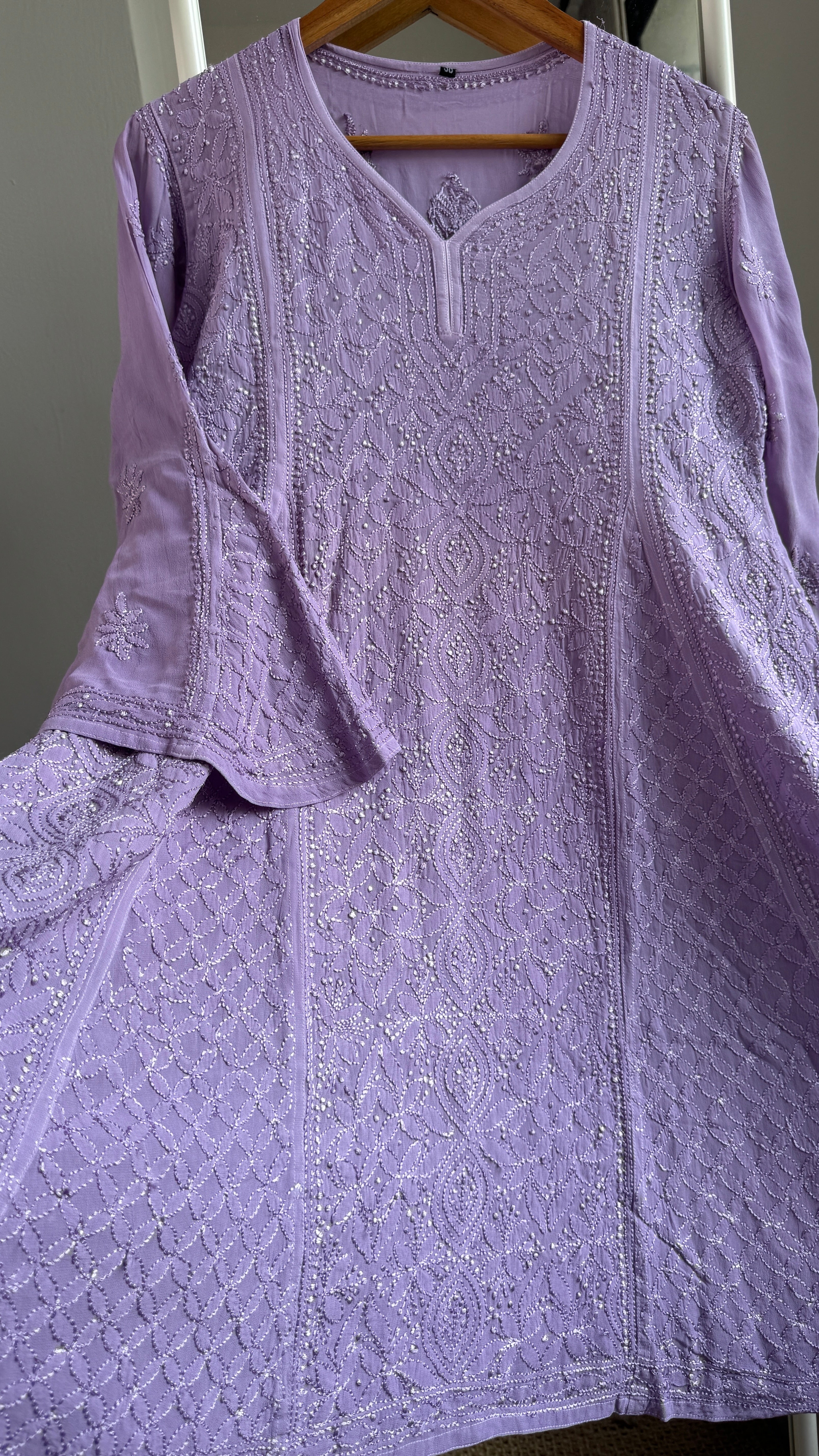 Viscose Chikankari Short Anarkali - Lavander - Sahar Collection