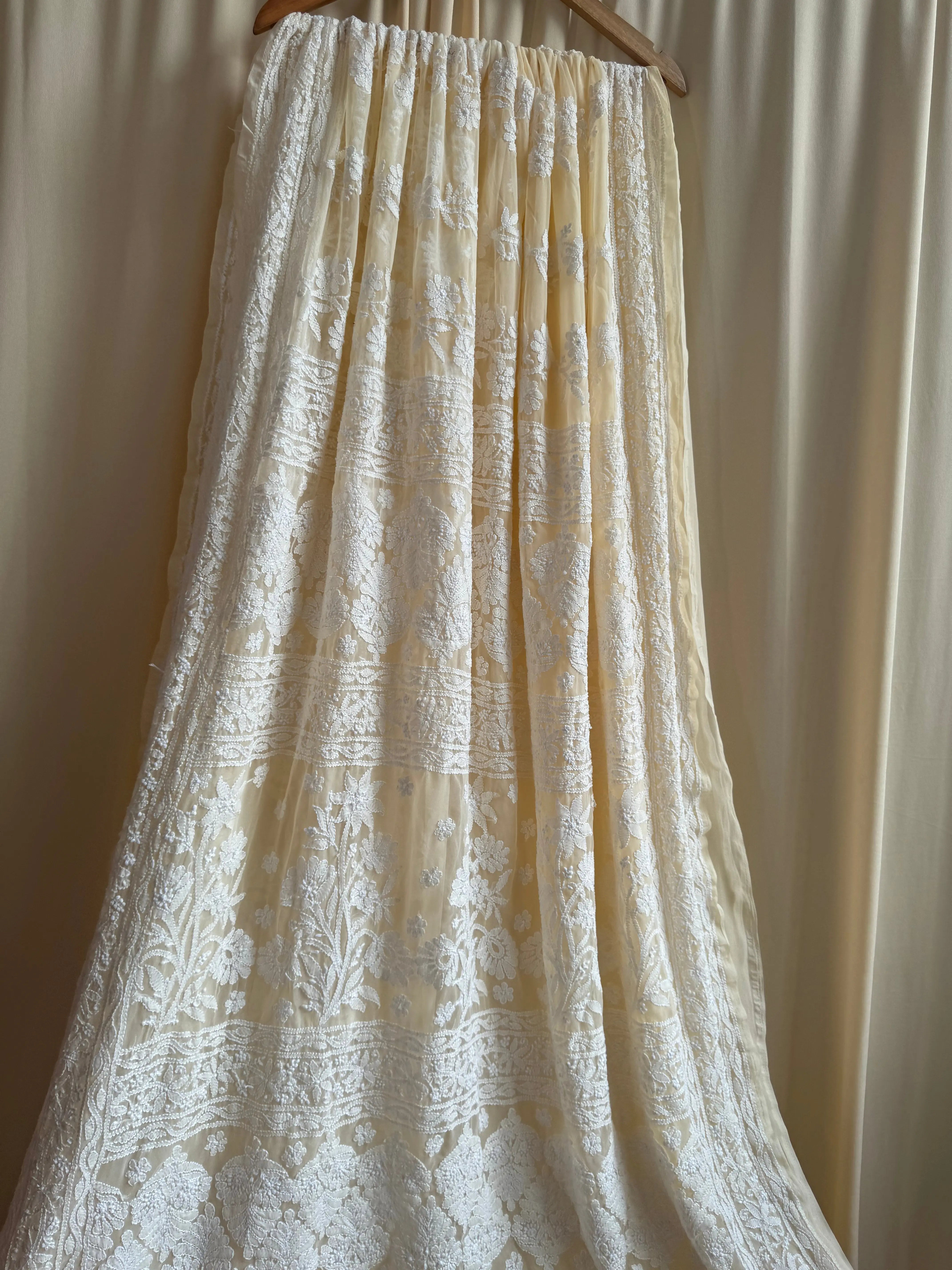 Georgette Chikankari saree in Cream ARIAA CHIKANKARI