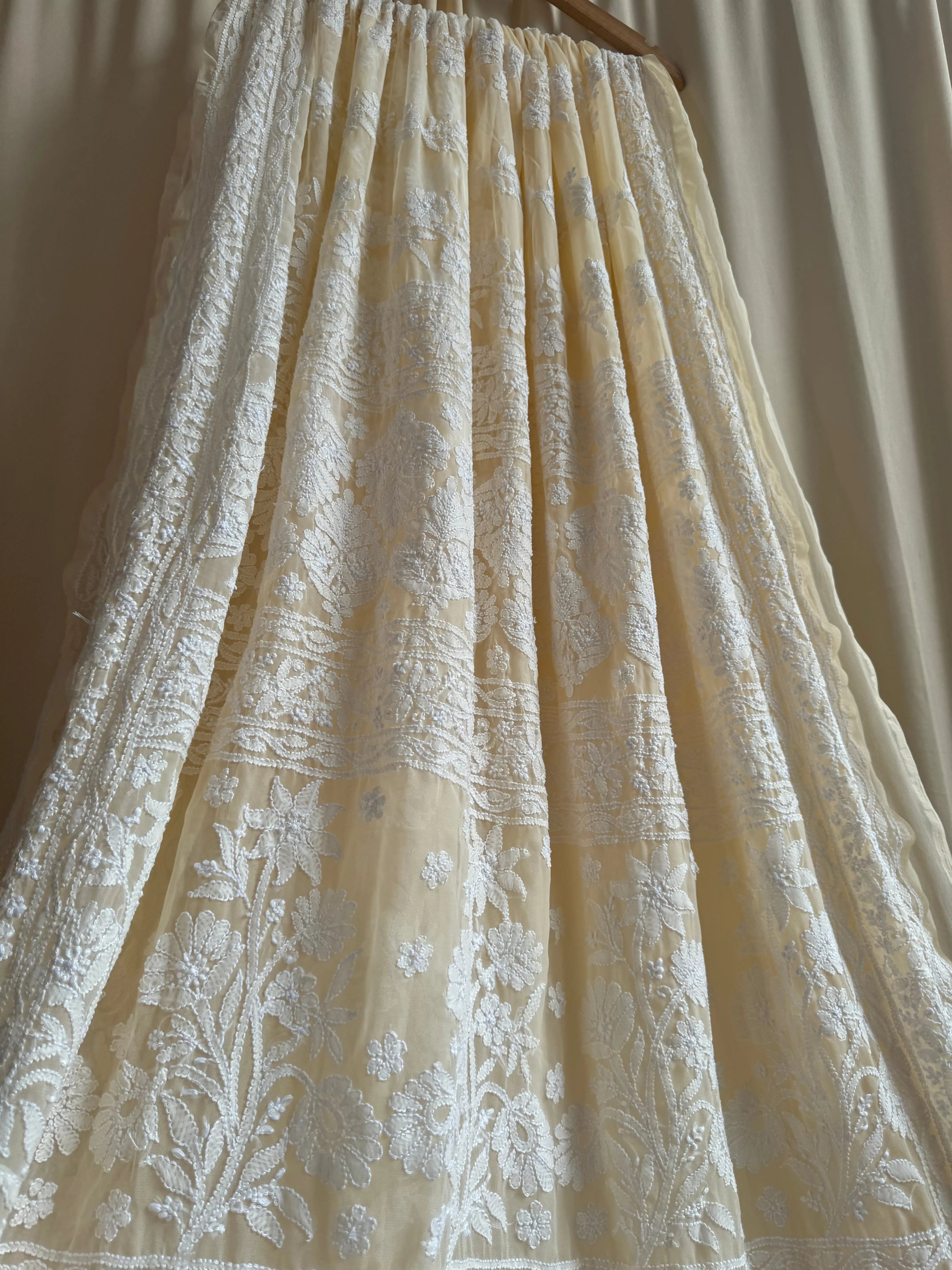 Georgette Chikankari saree in Cream ARIAA CHIKANKARI