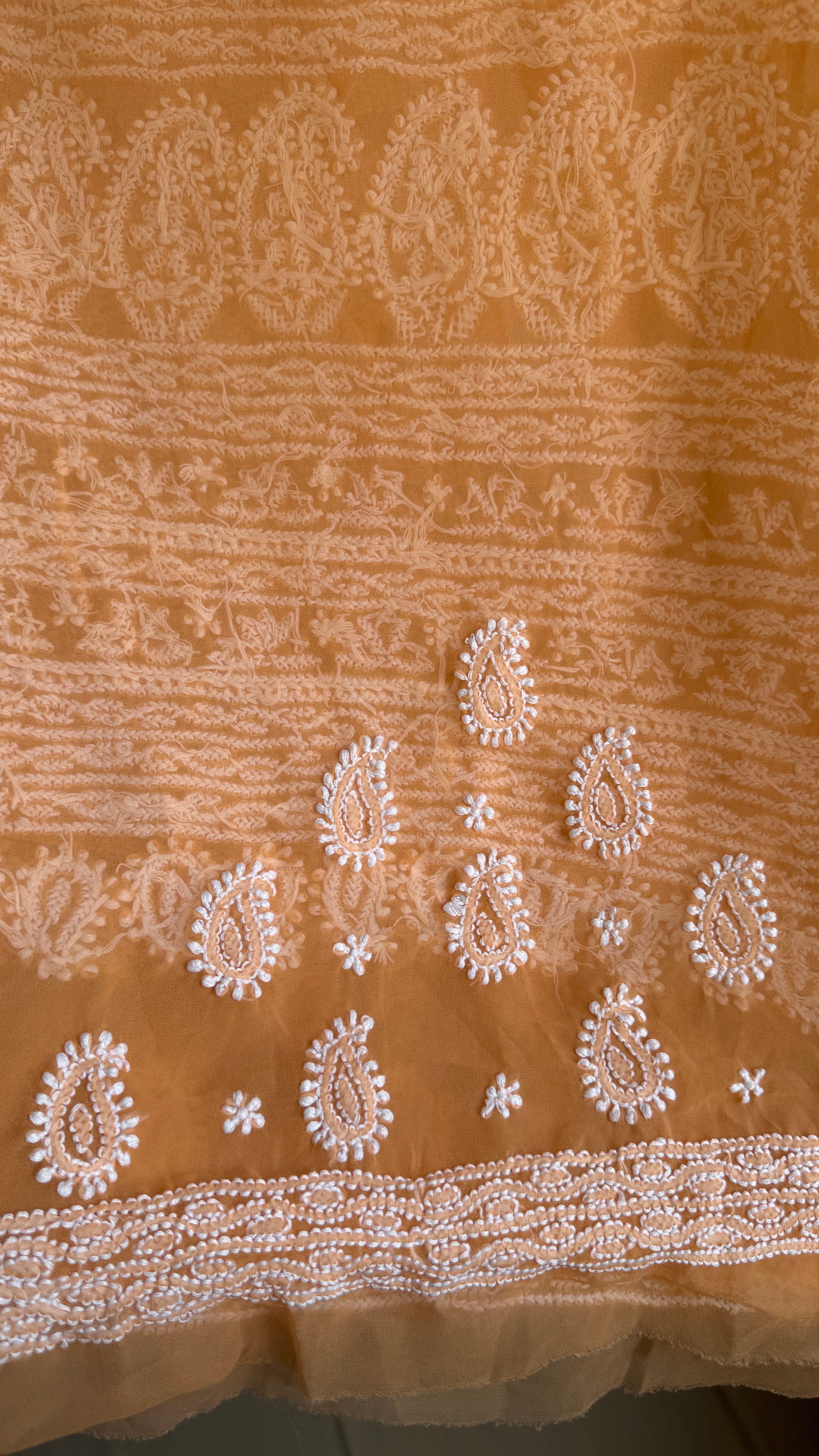 Georgette Chikankari saree in Orange