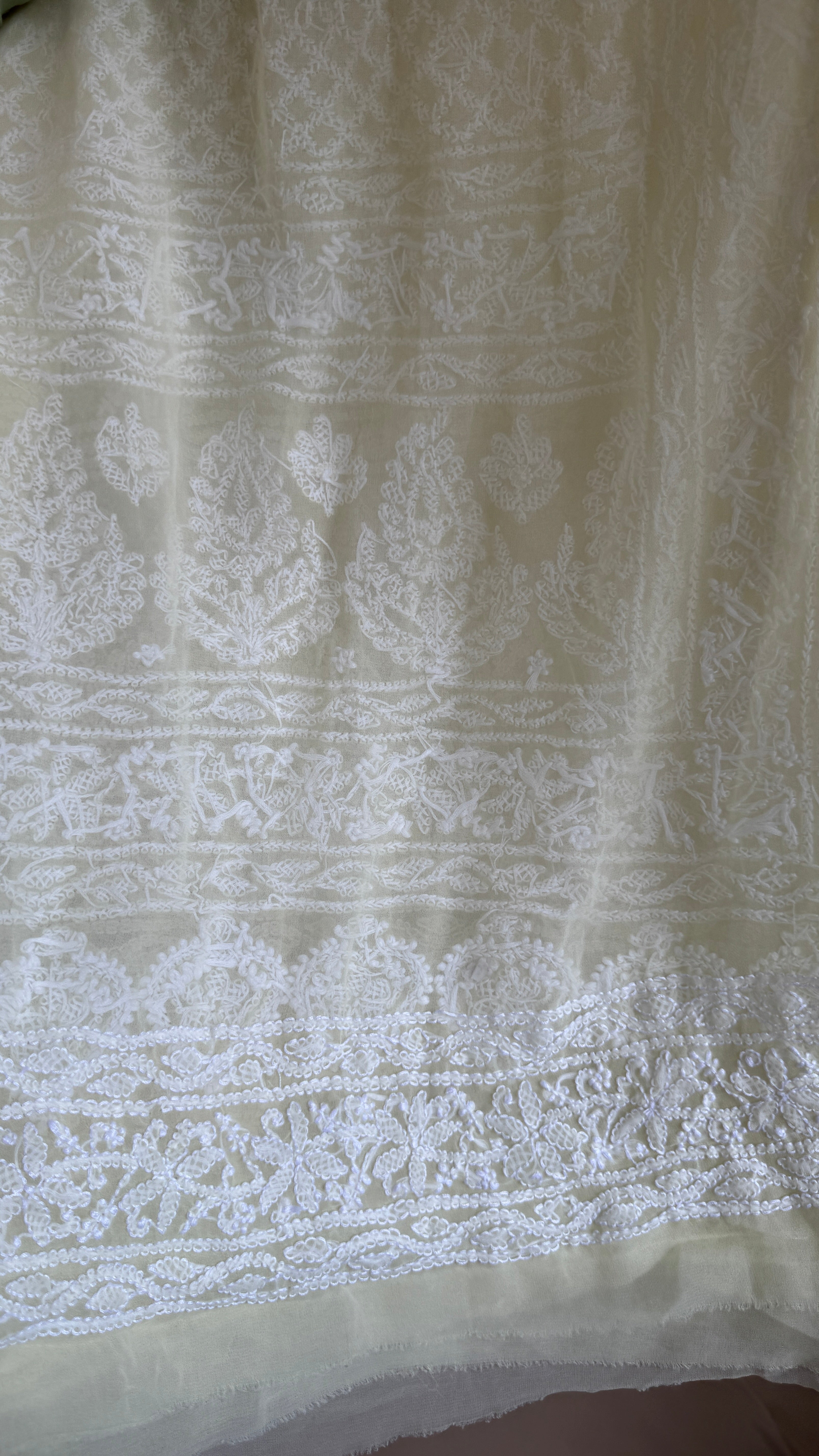 Georgette Chikankari saree in Lemon Yellow