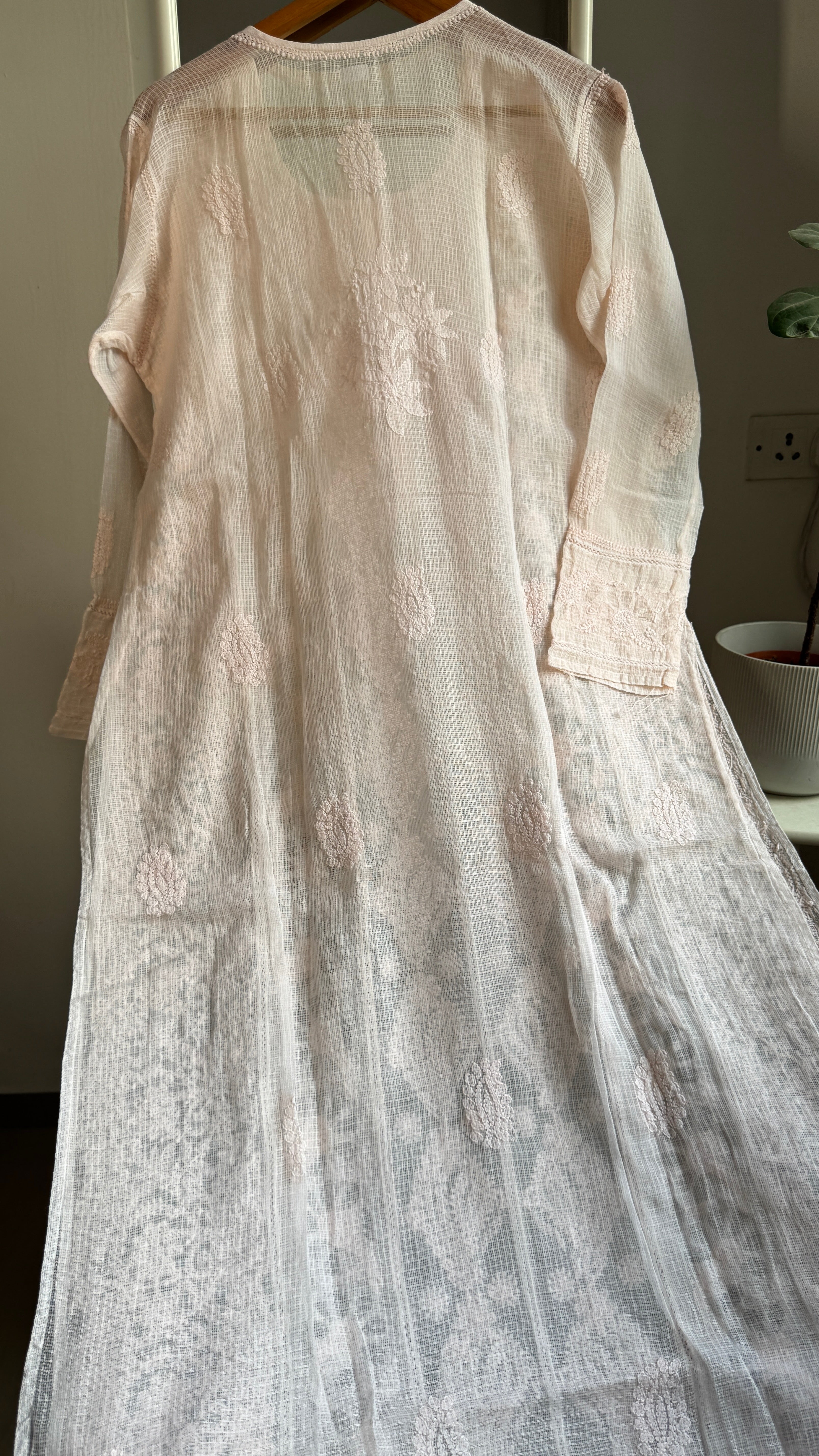 Kota Soft Cotton Chikankari Kurti - Blush Peach - CHAND Collection