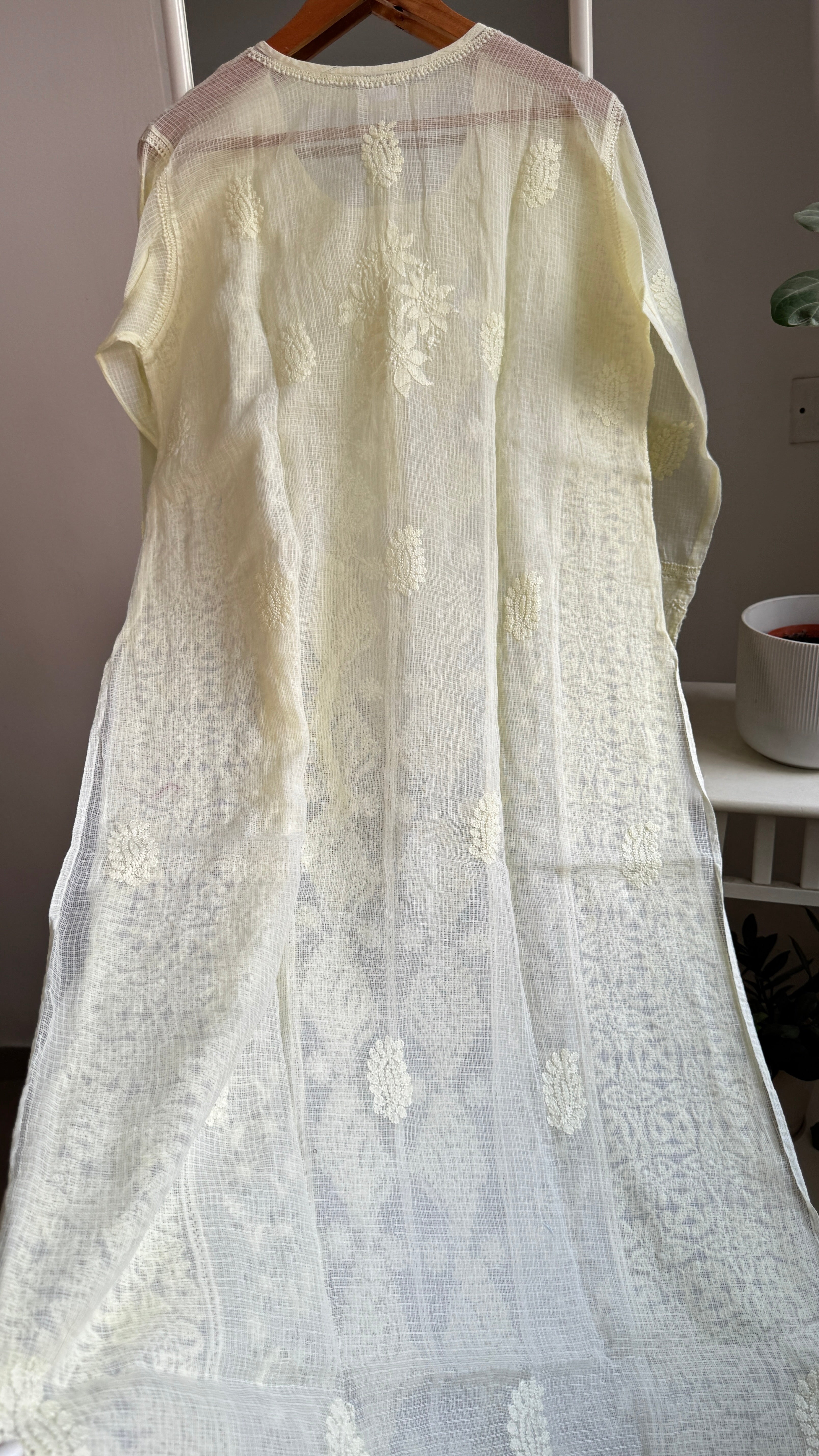 Kota Soft Cotton Chikankari Kurti - Lemon Yellow - CHAND Collection