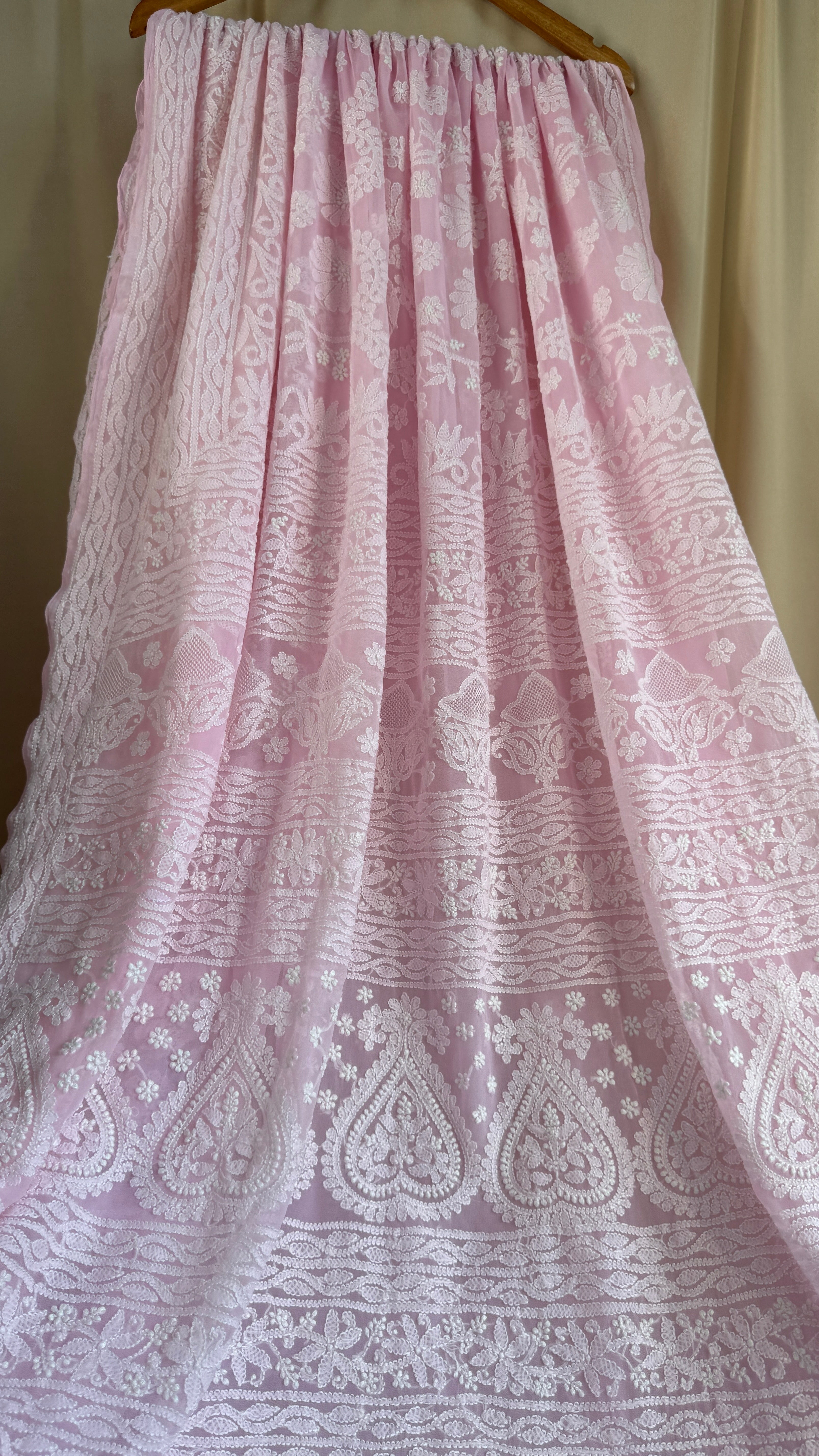 Georgette Chikankari saree in Pink
