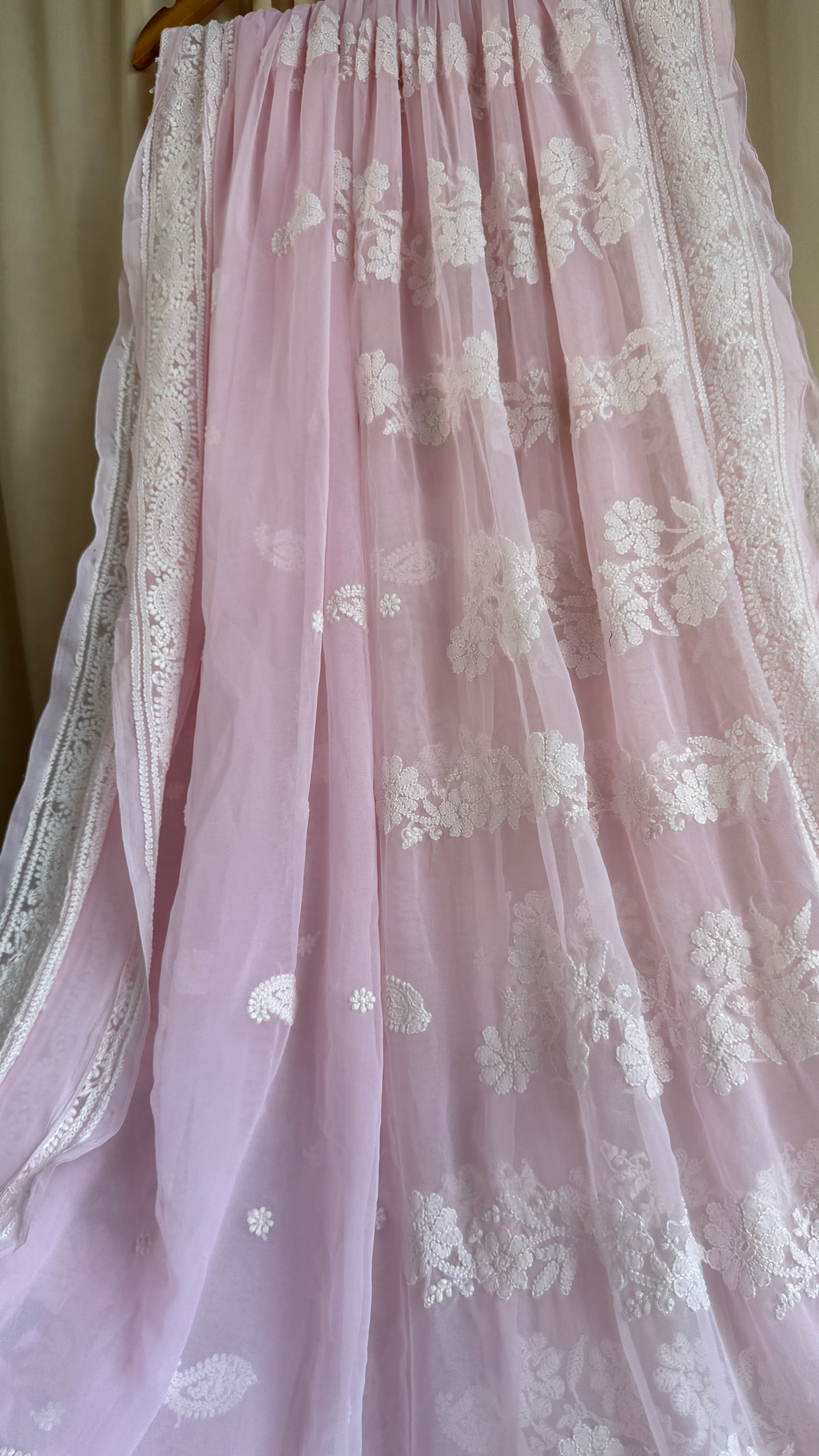 Georgette Chikankari saree in Pink
