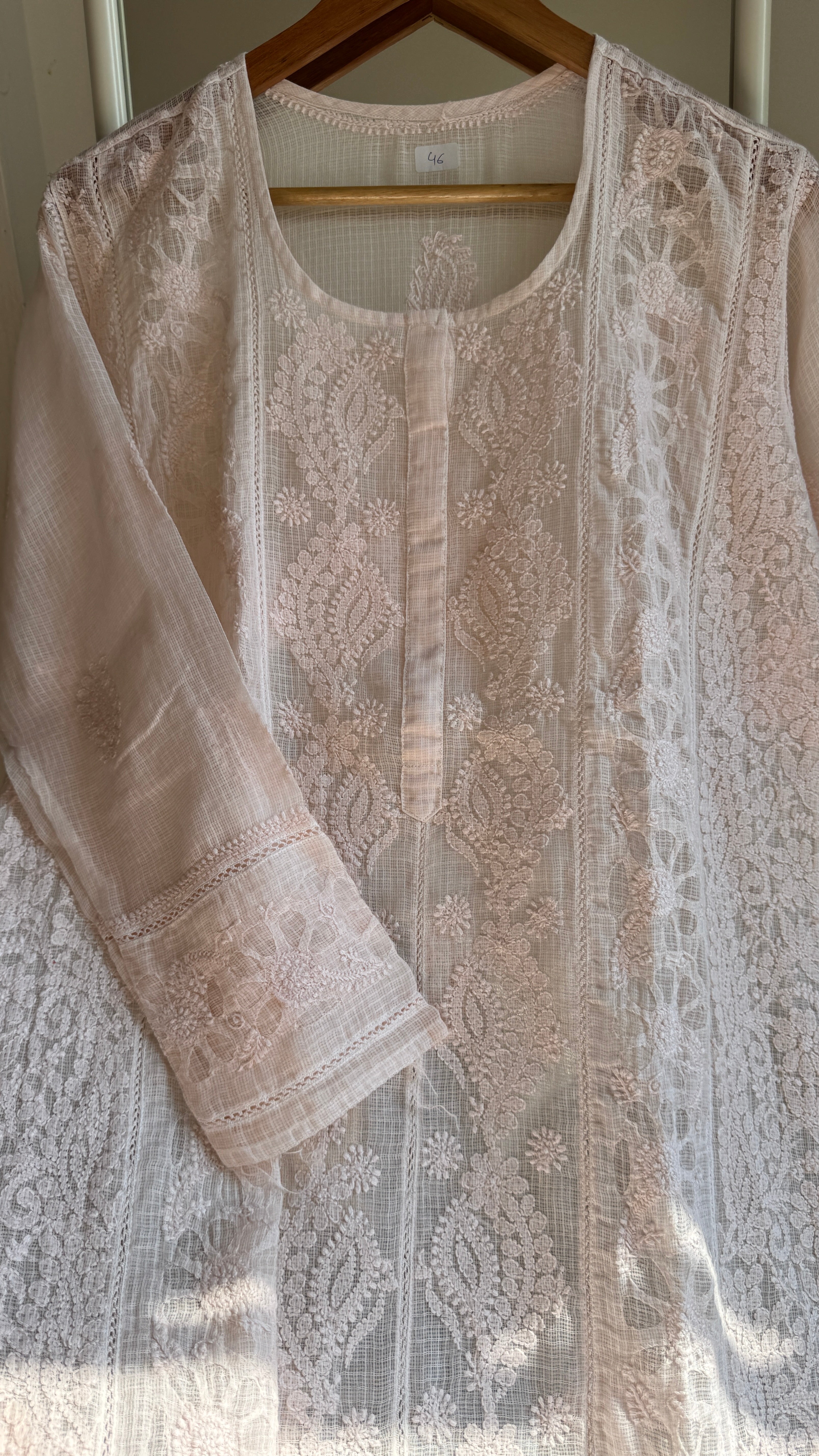 Kota Soft Cotton Chikankari Kurti - Blush Peach - CHAND Collection