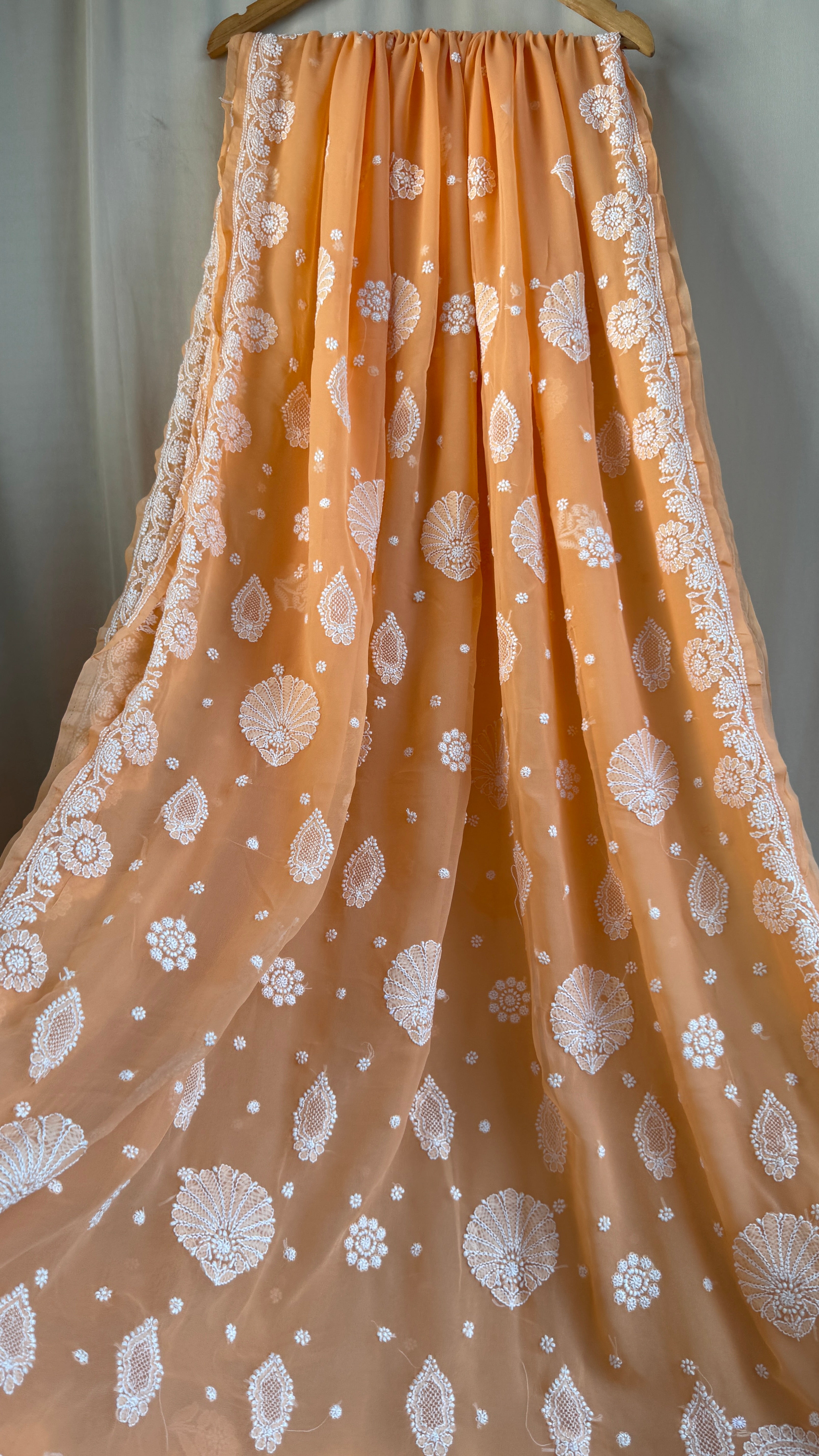 Georgette Chikankari saree in Orange