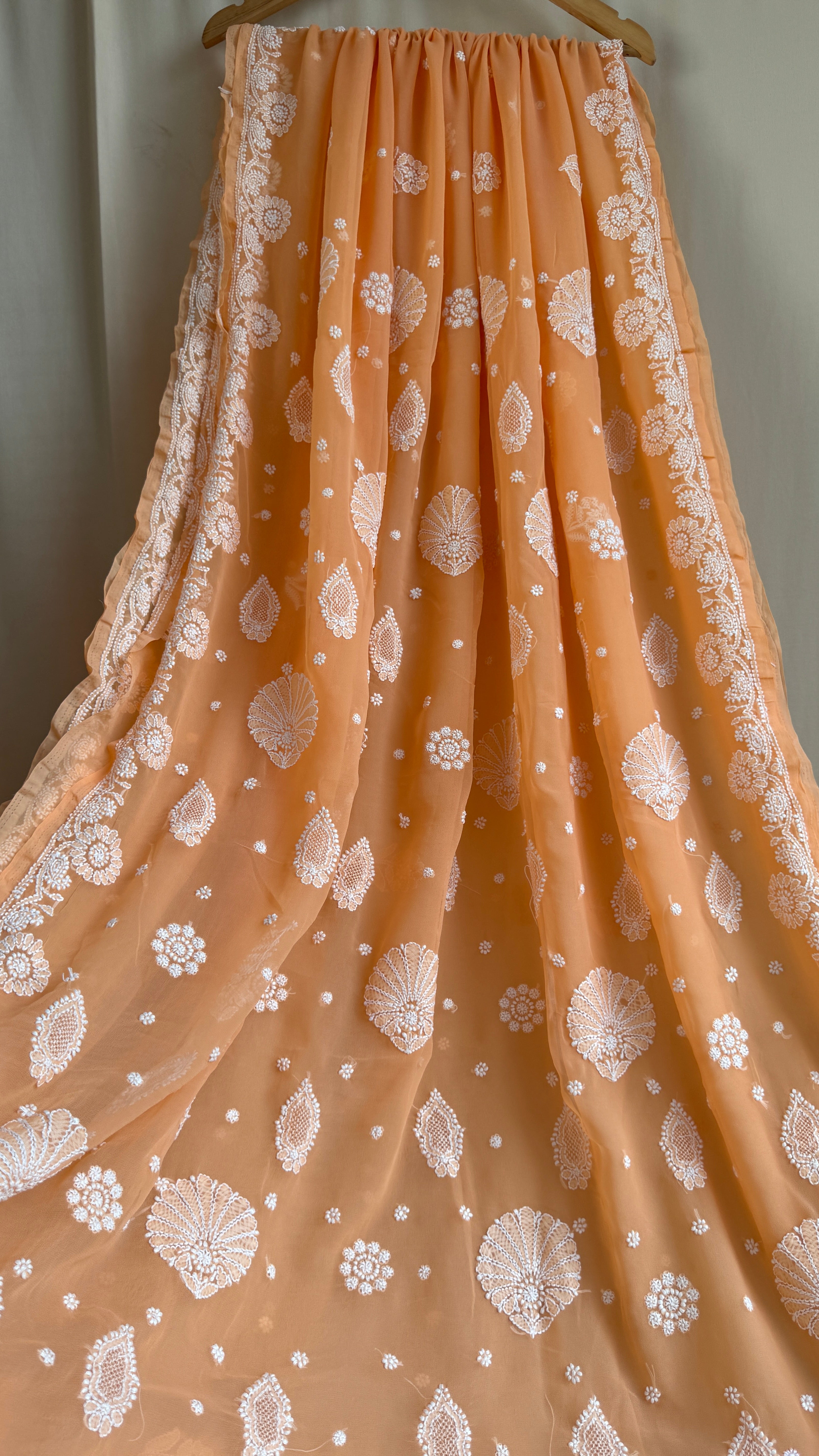 Georgette Chikankari saree in Orange