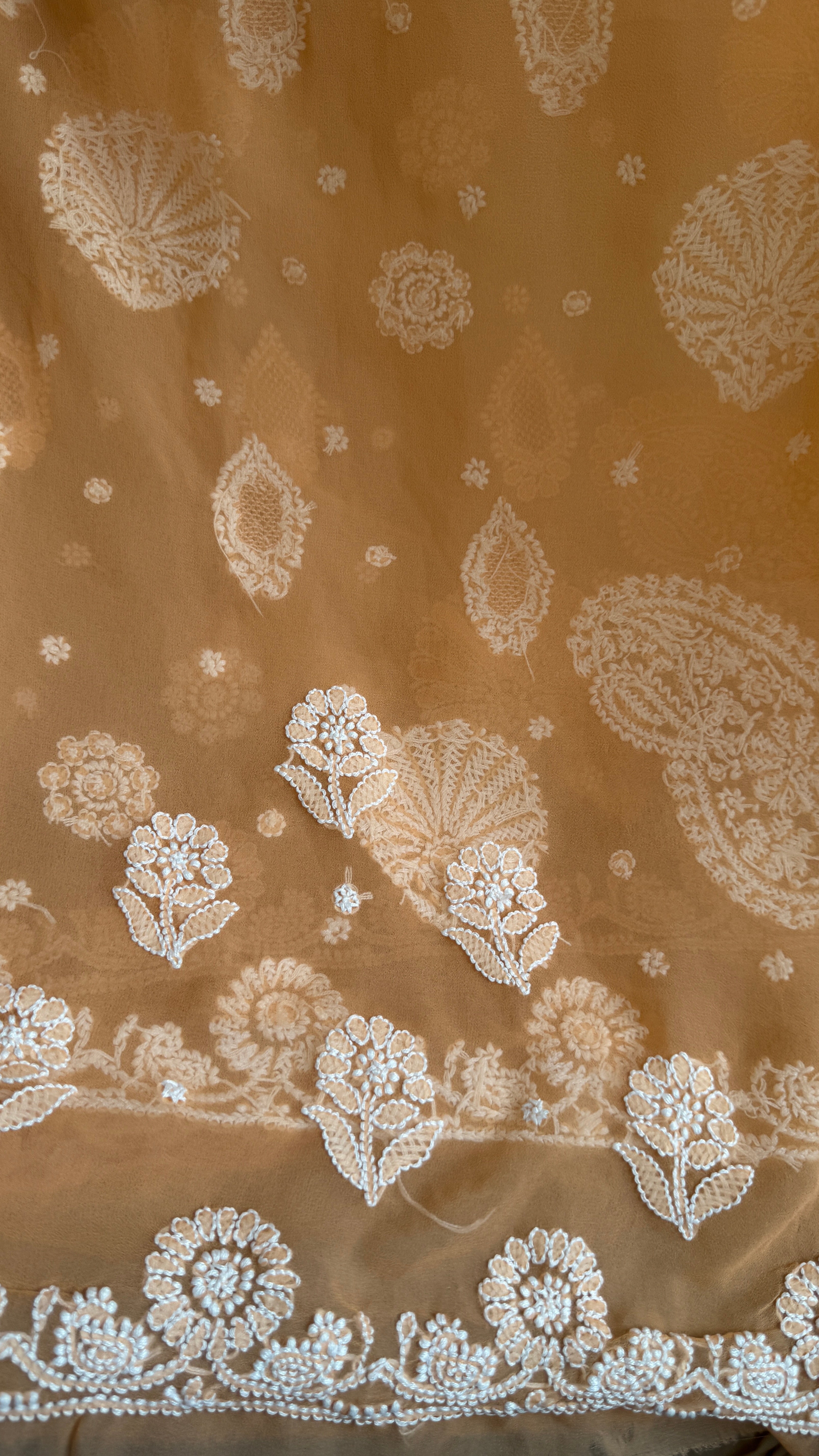 Georgette Chikankari saree in Orange