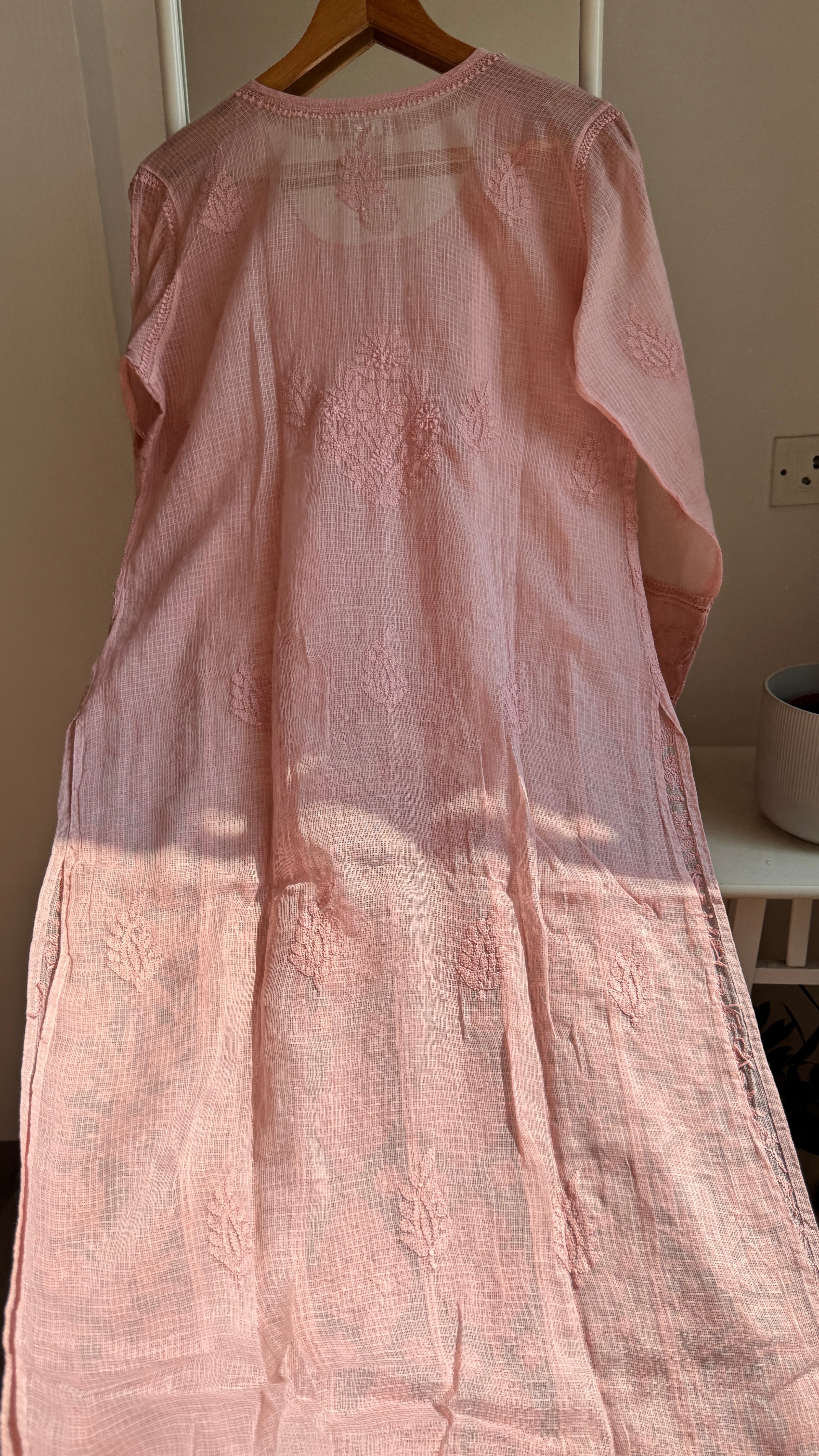 Kota Soft Cotton Chikankari Kurti - Rose Pink - CHAND Collection