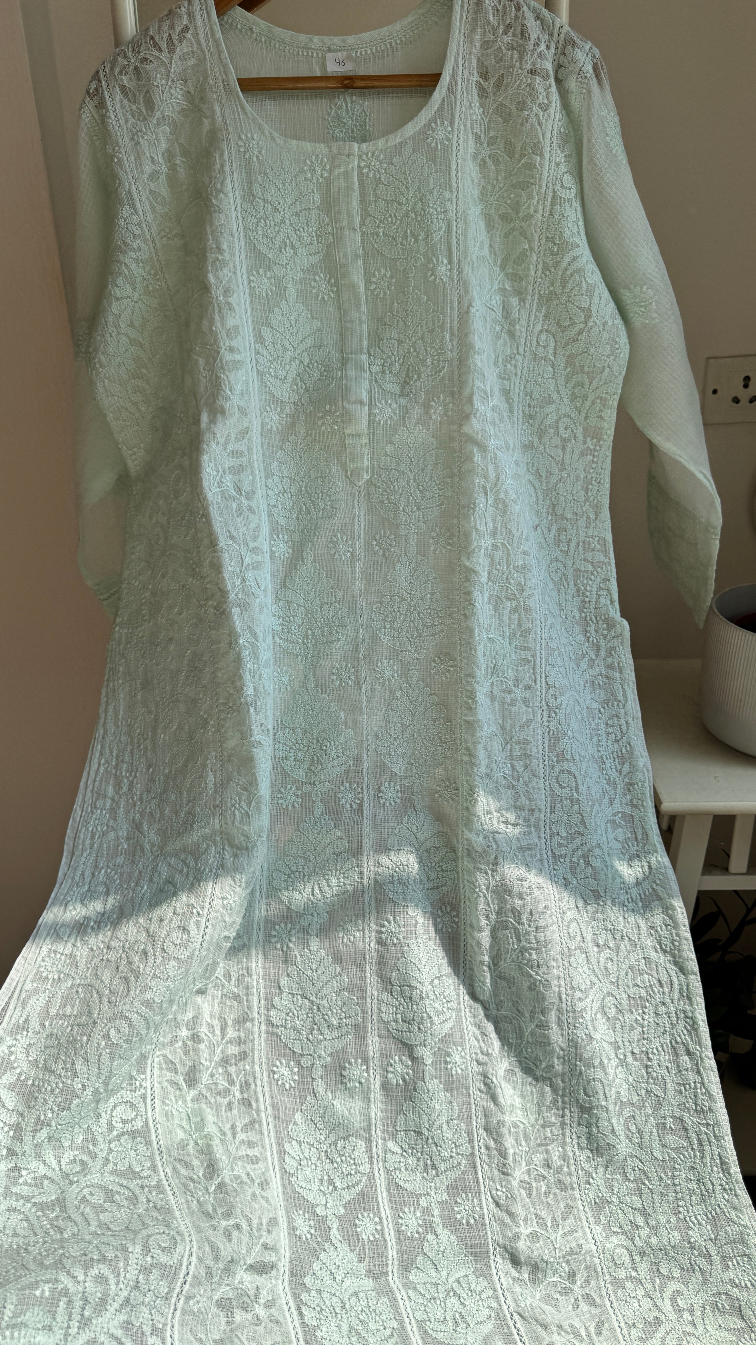 Kota Soft Cotton Chikankari Kurti - Green - CHAND Collection