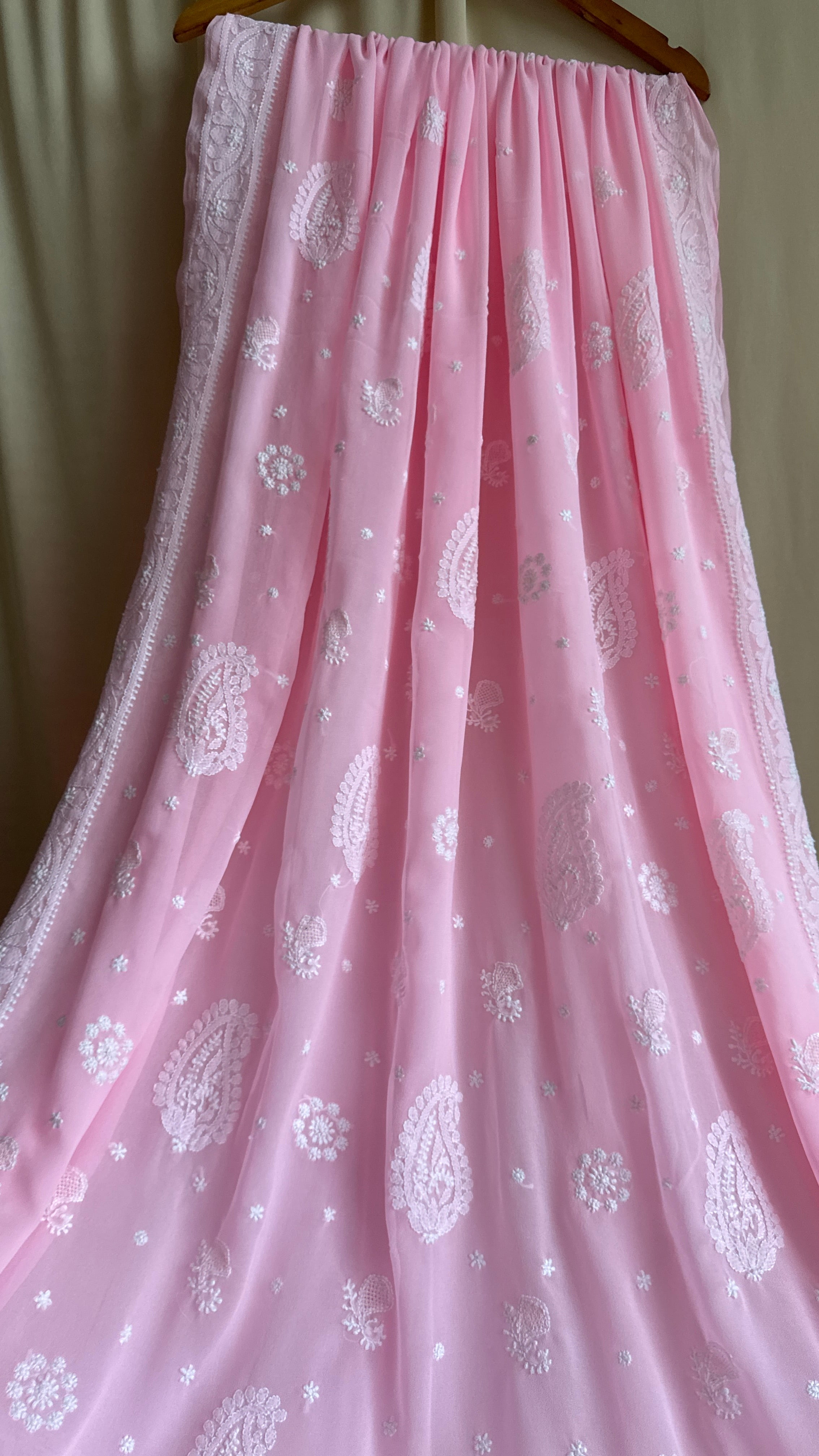 Georgette Chikankari saree in Pink