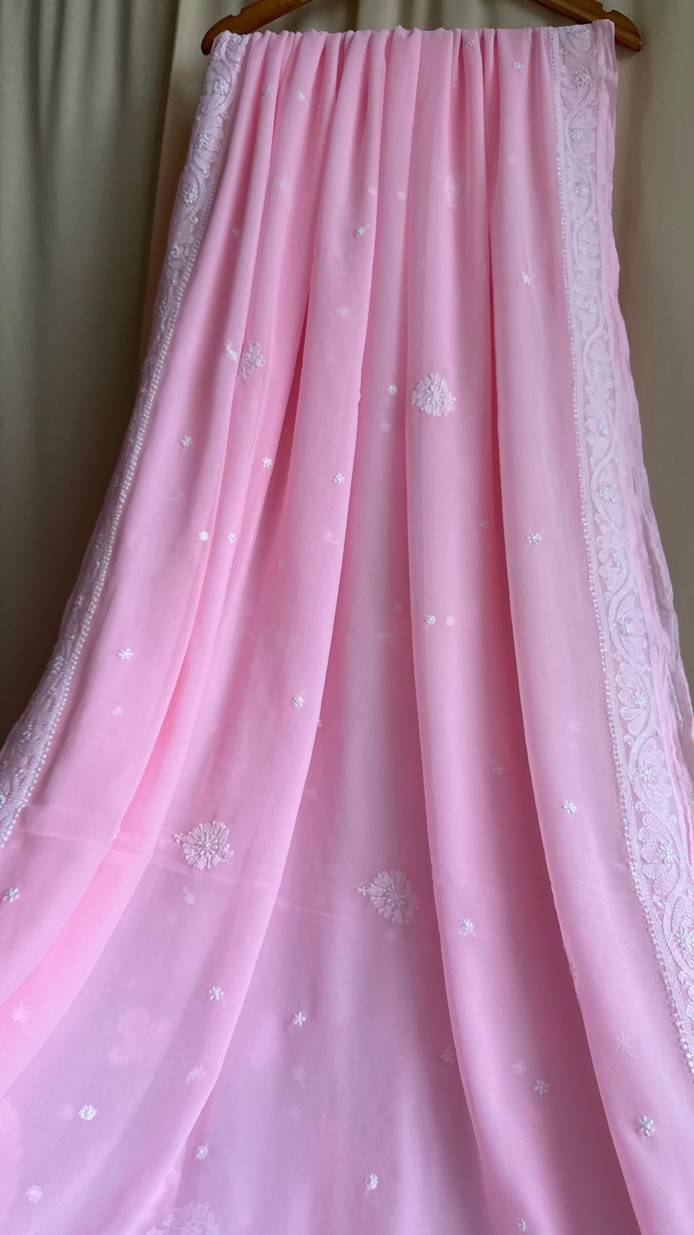 Georgette Chikankari saree in Pink