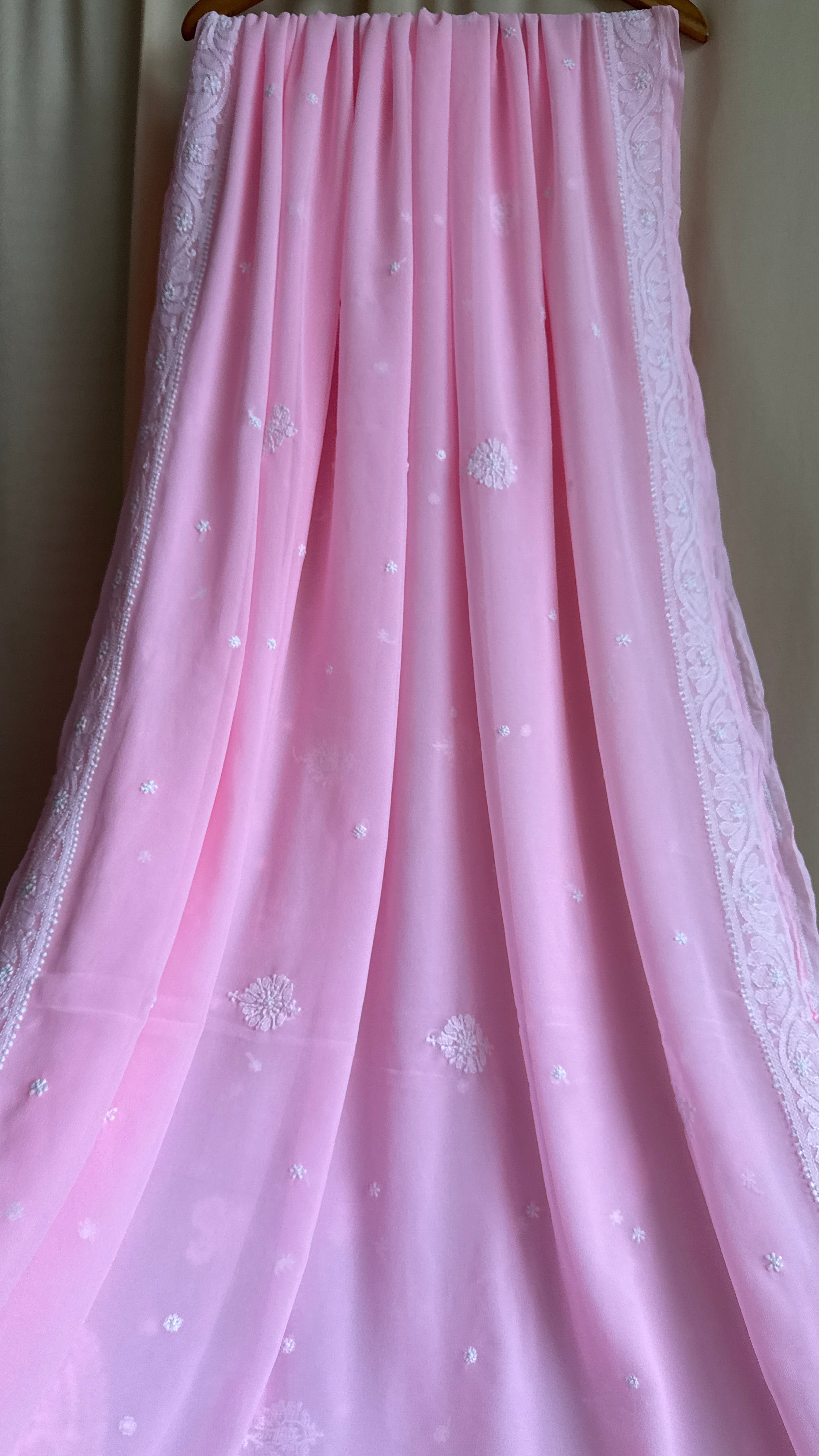 Georgette Chikankari saree in Pink