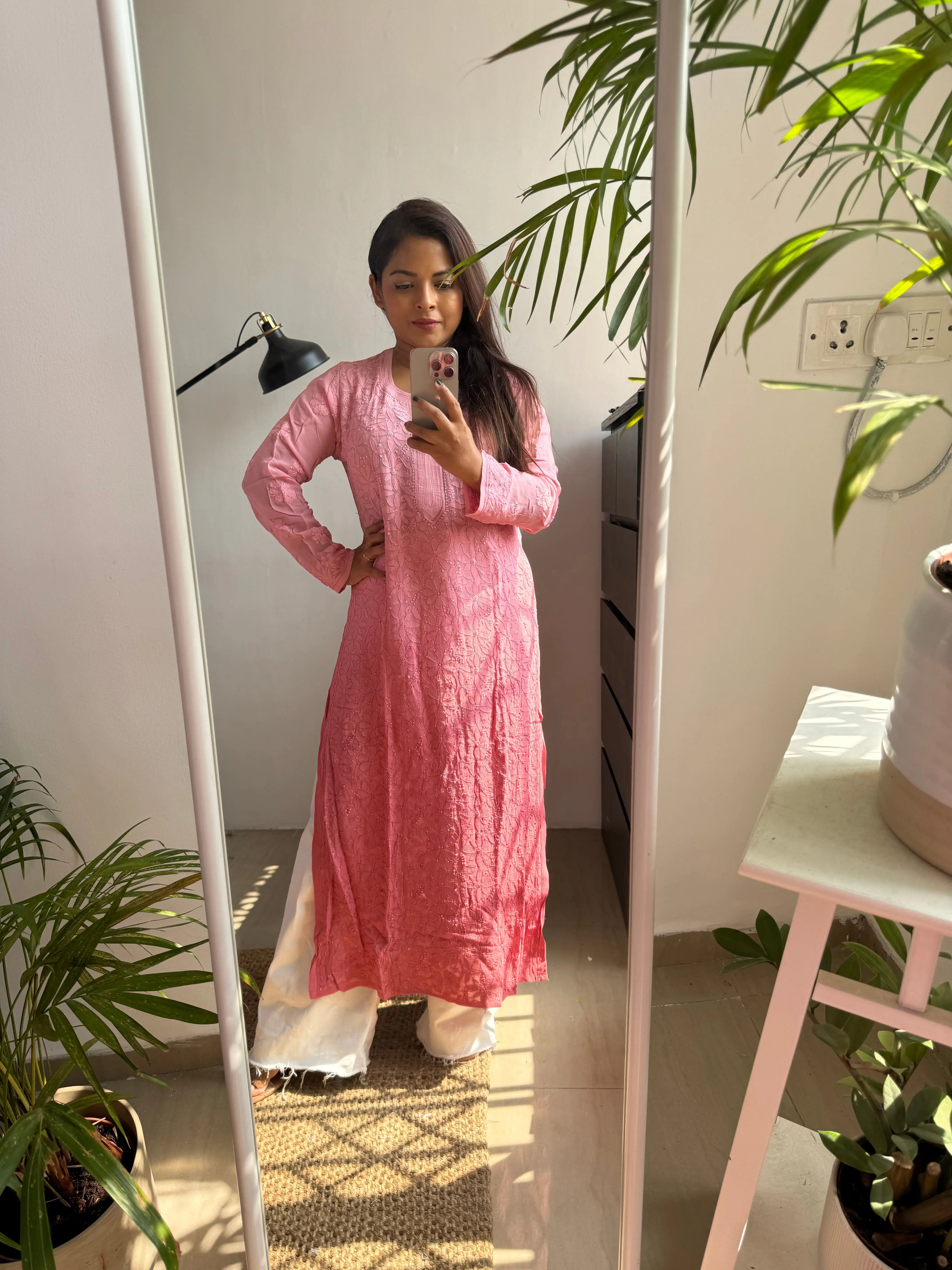 Viscose Kurti - Rosewood Ombre ARIAA CHIKANKARI