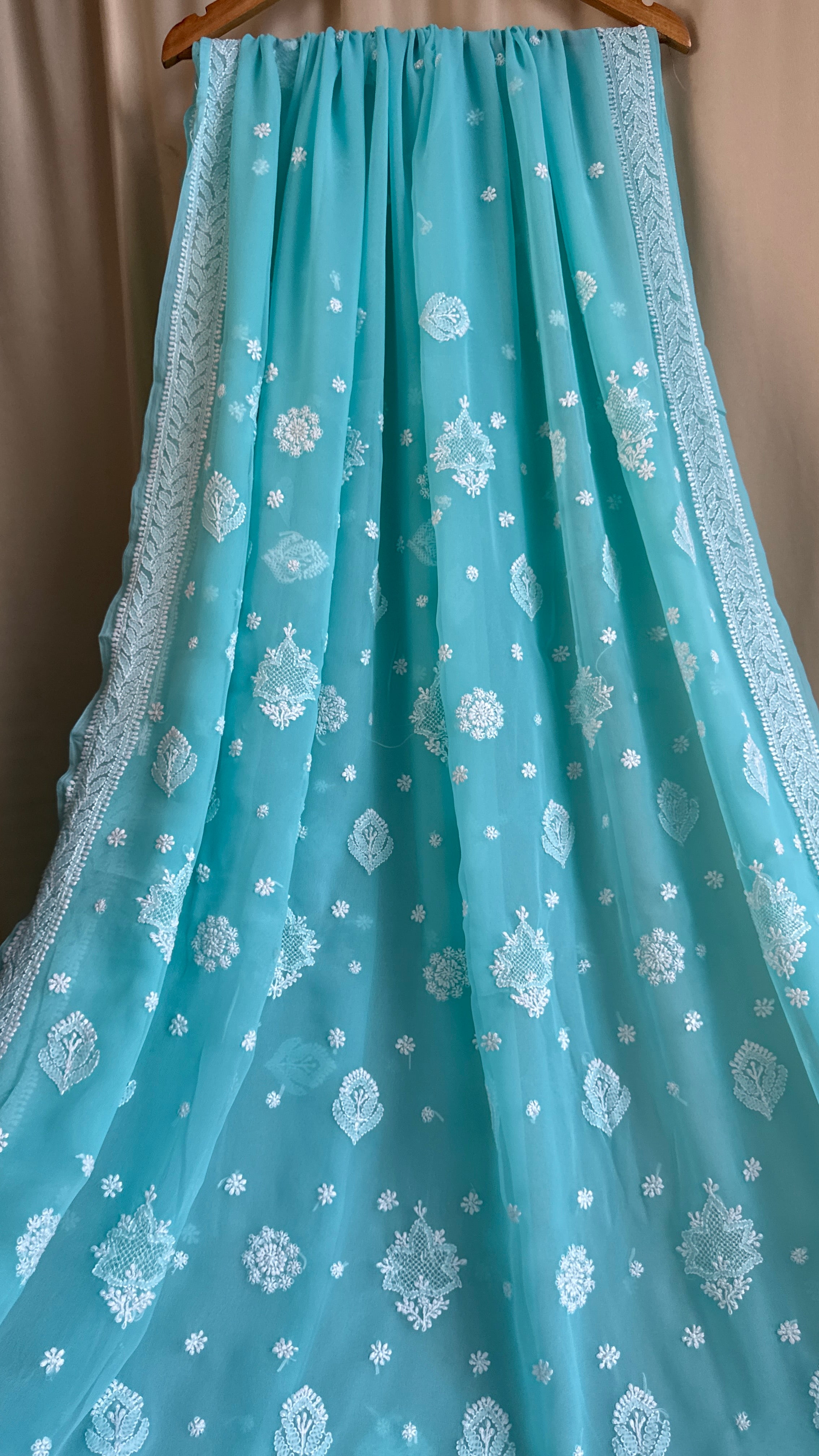 Georgette Chikankari saree in Blue