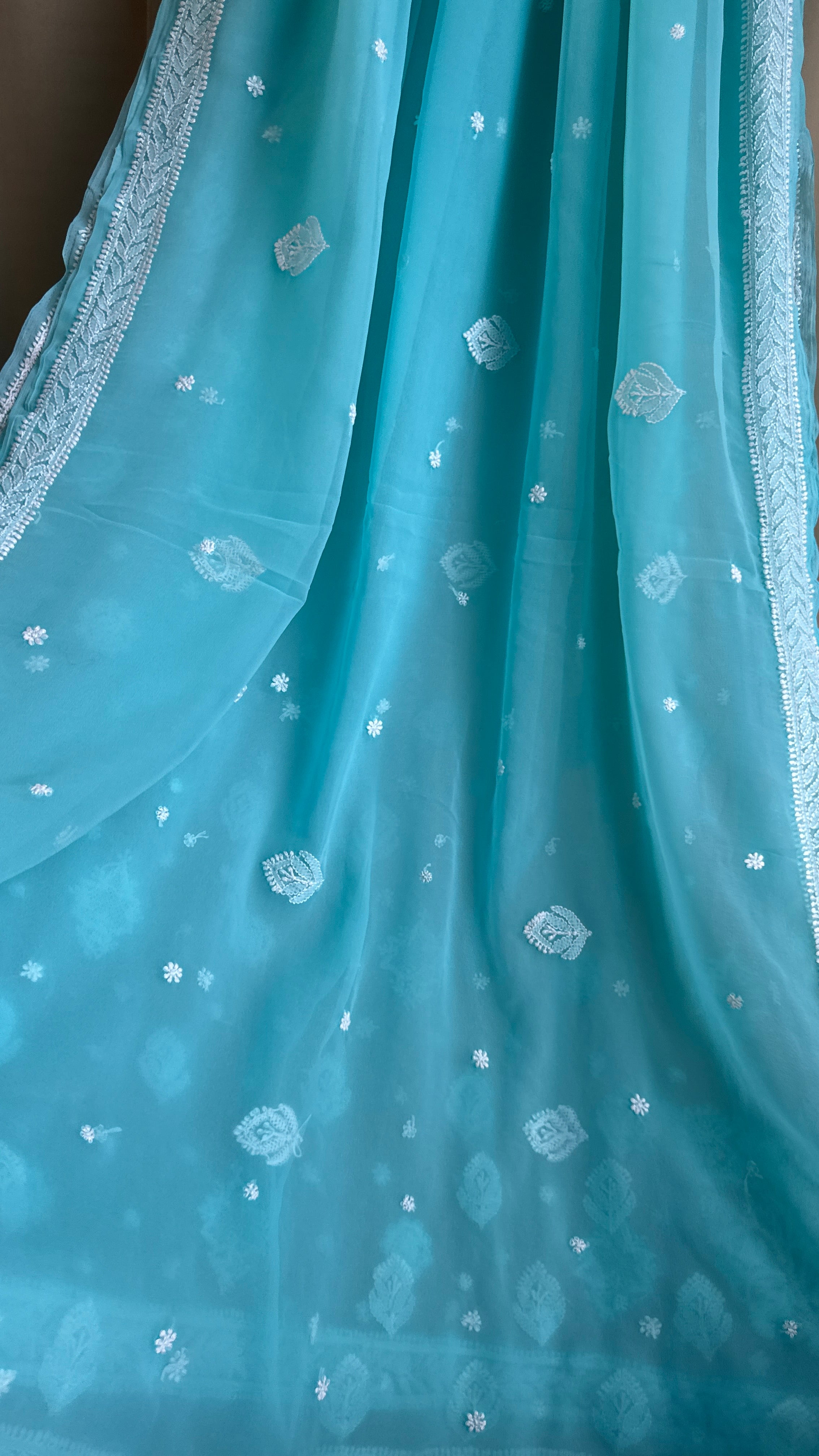 Georgette Chikankari saree in Blue