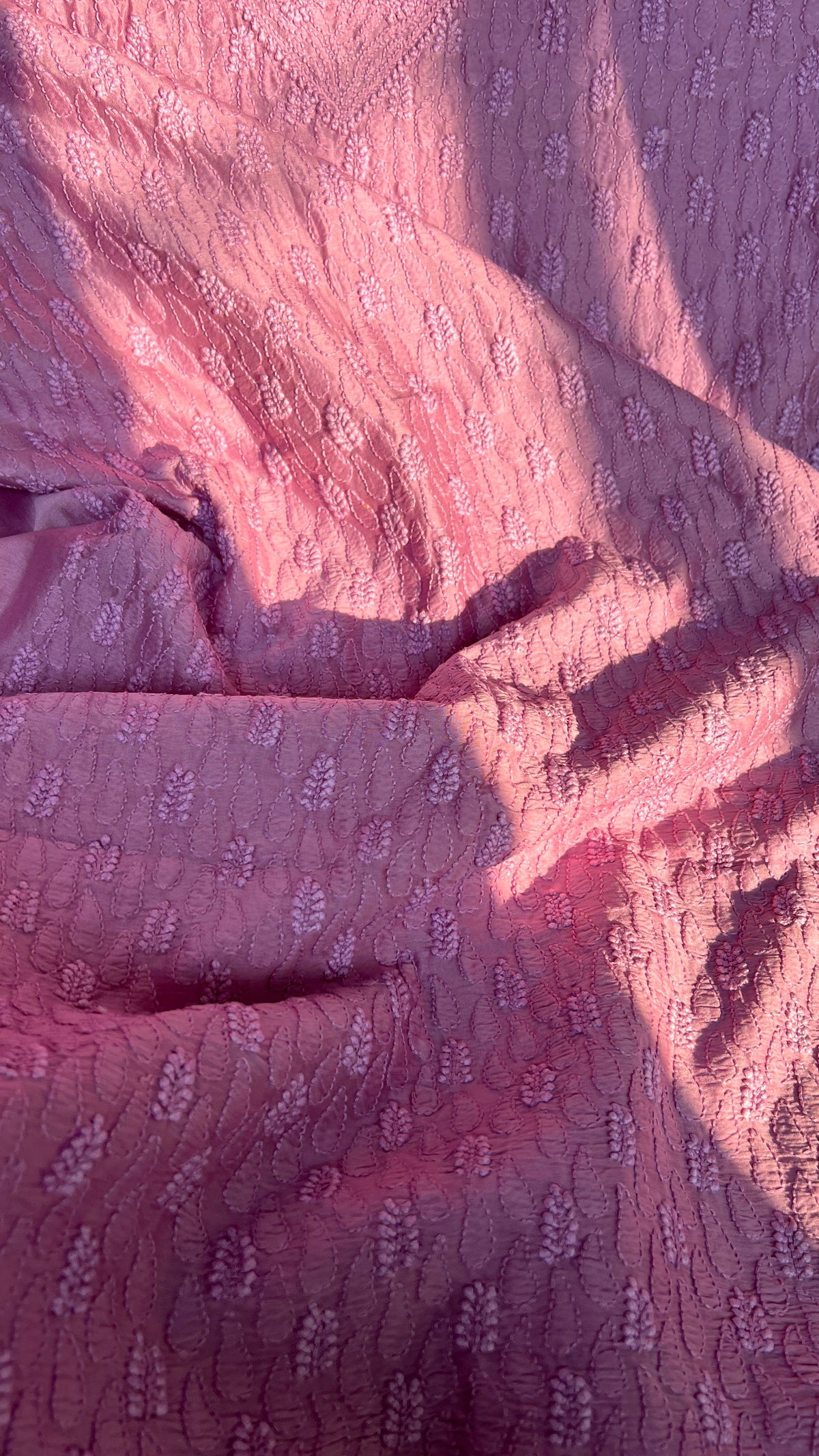 Pure Tussar Silk Chikankari Kurta Length - Mens- Mauve
