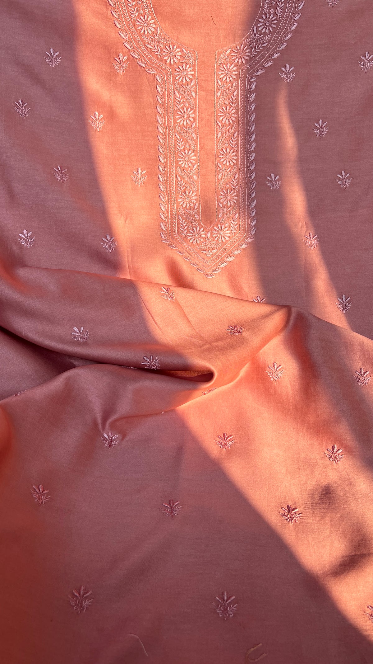 Chanderi Chikankari Kurta Length - Mens- Rosewood