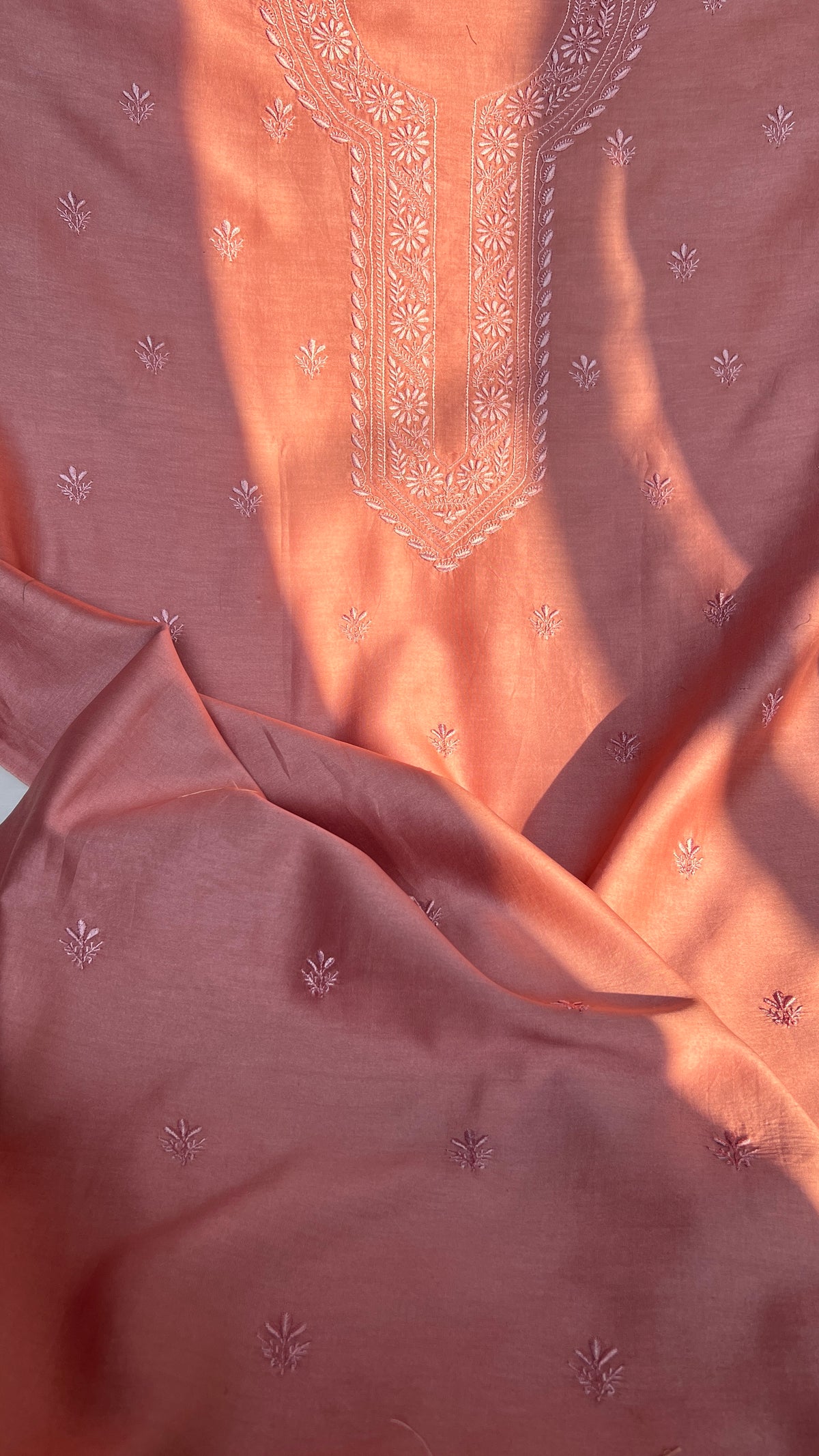 Chanderi Chikankari Kurta Length - Mens- Rosewood