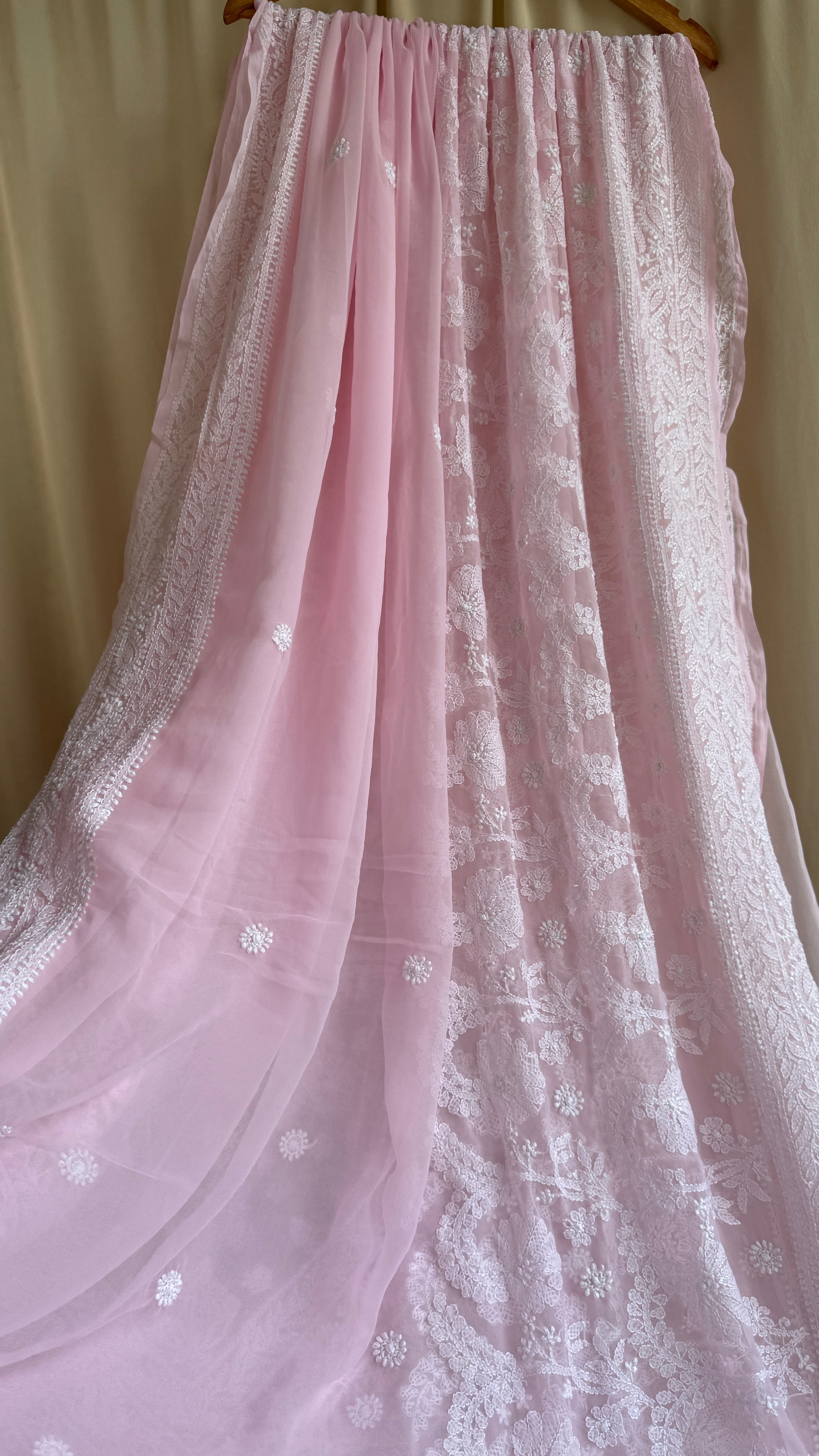 Georgette Chikankari saree in Pink