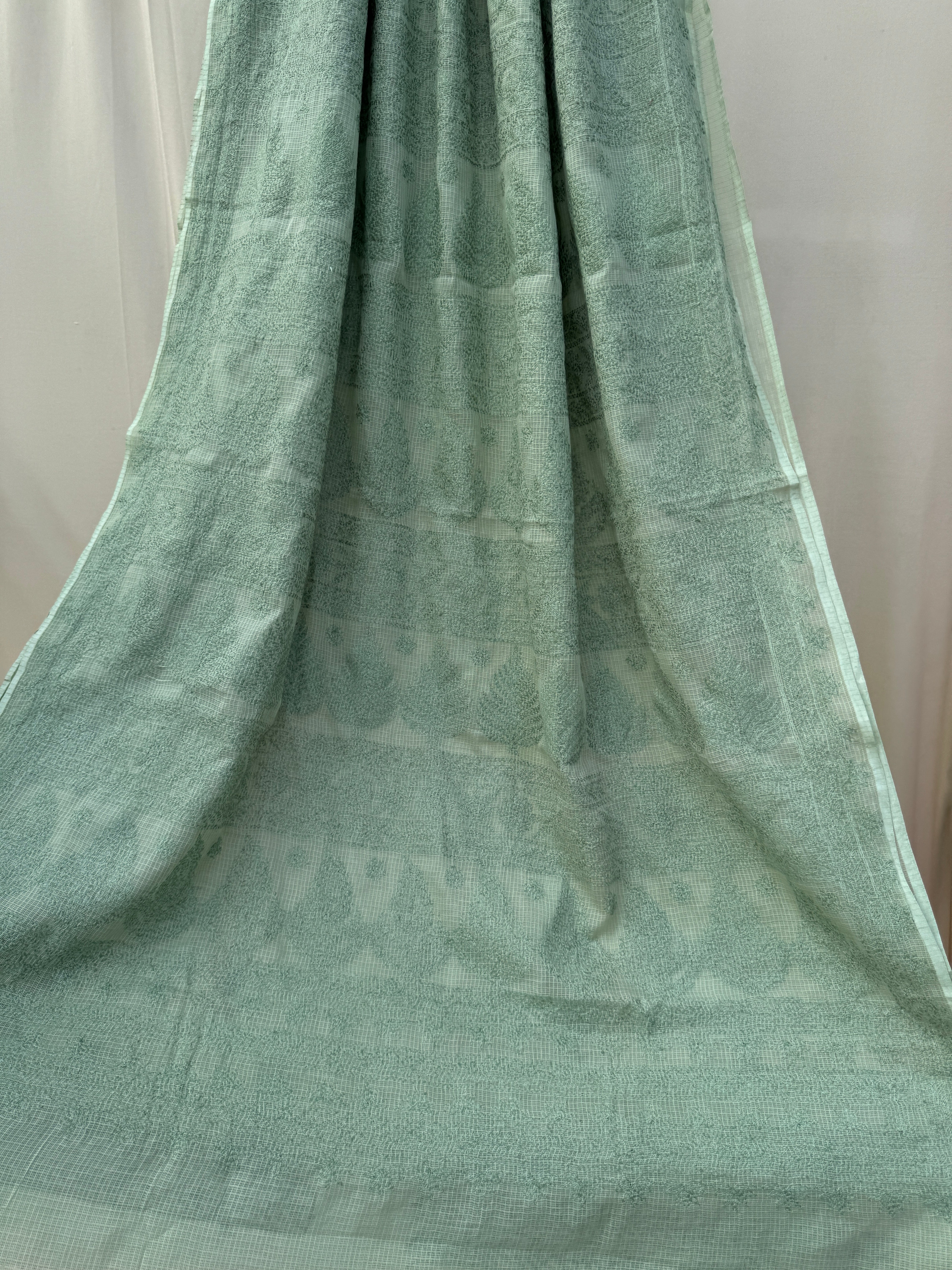 Kota Chikankari saree in Forest Green
