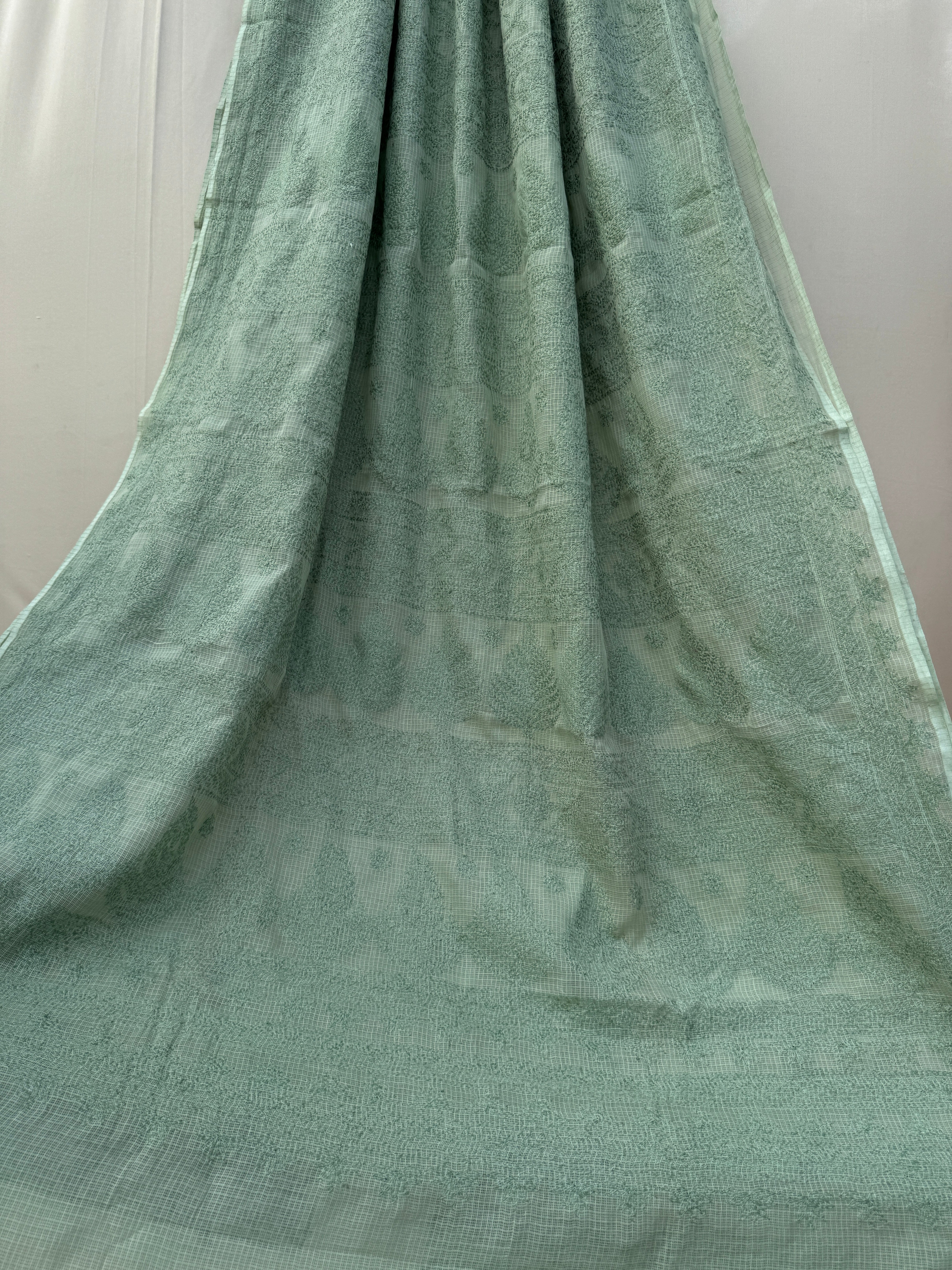 Kota Chikankari saree in Forest Green
