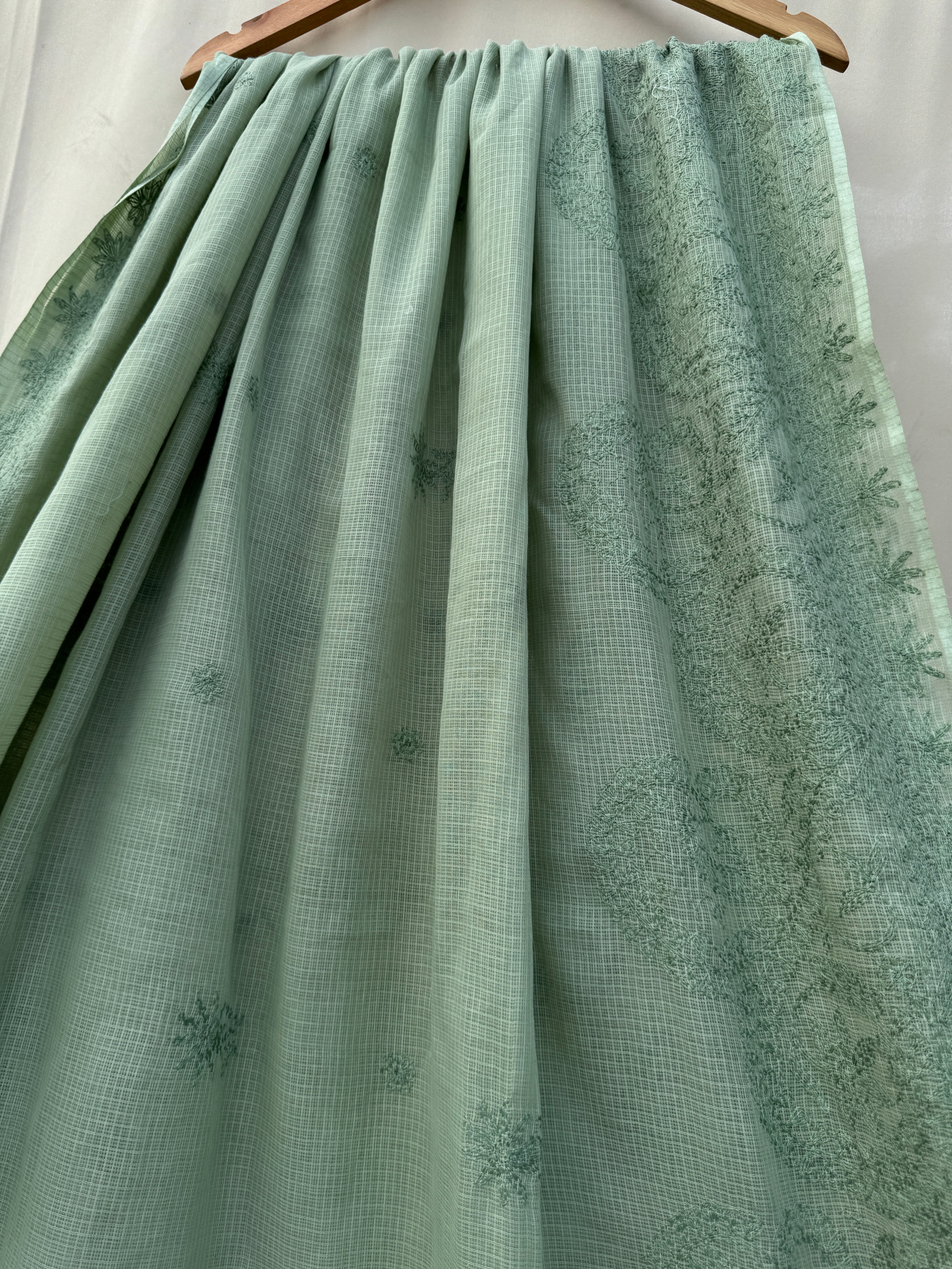 Kota Chikankari saree in Forest Green