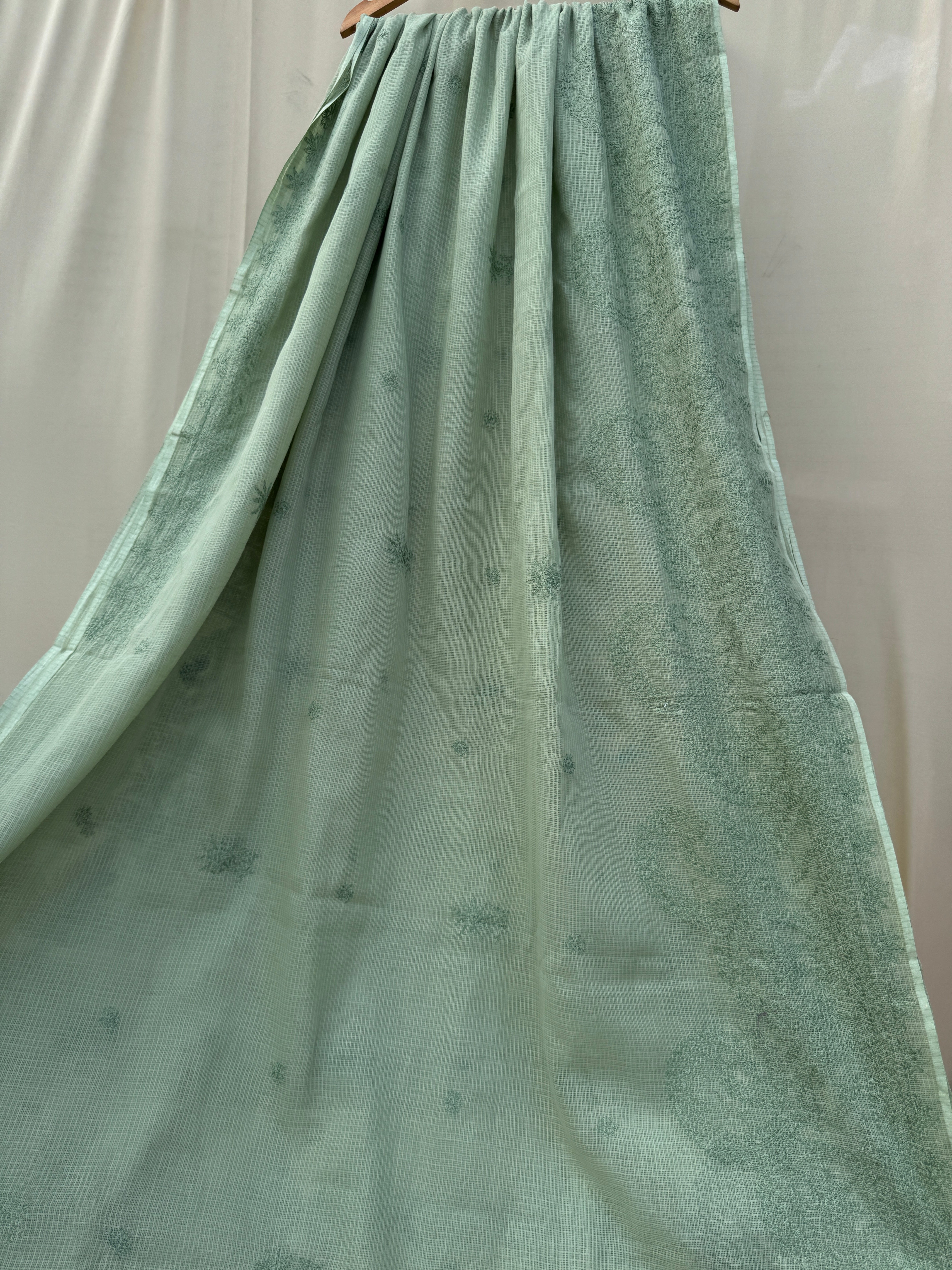 Kota Chikankari saree in Forest Green