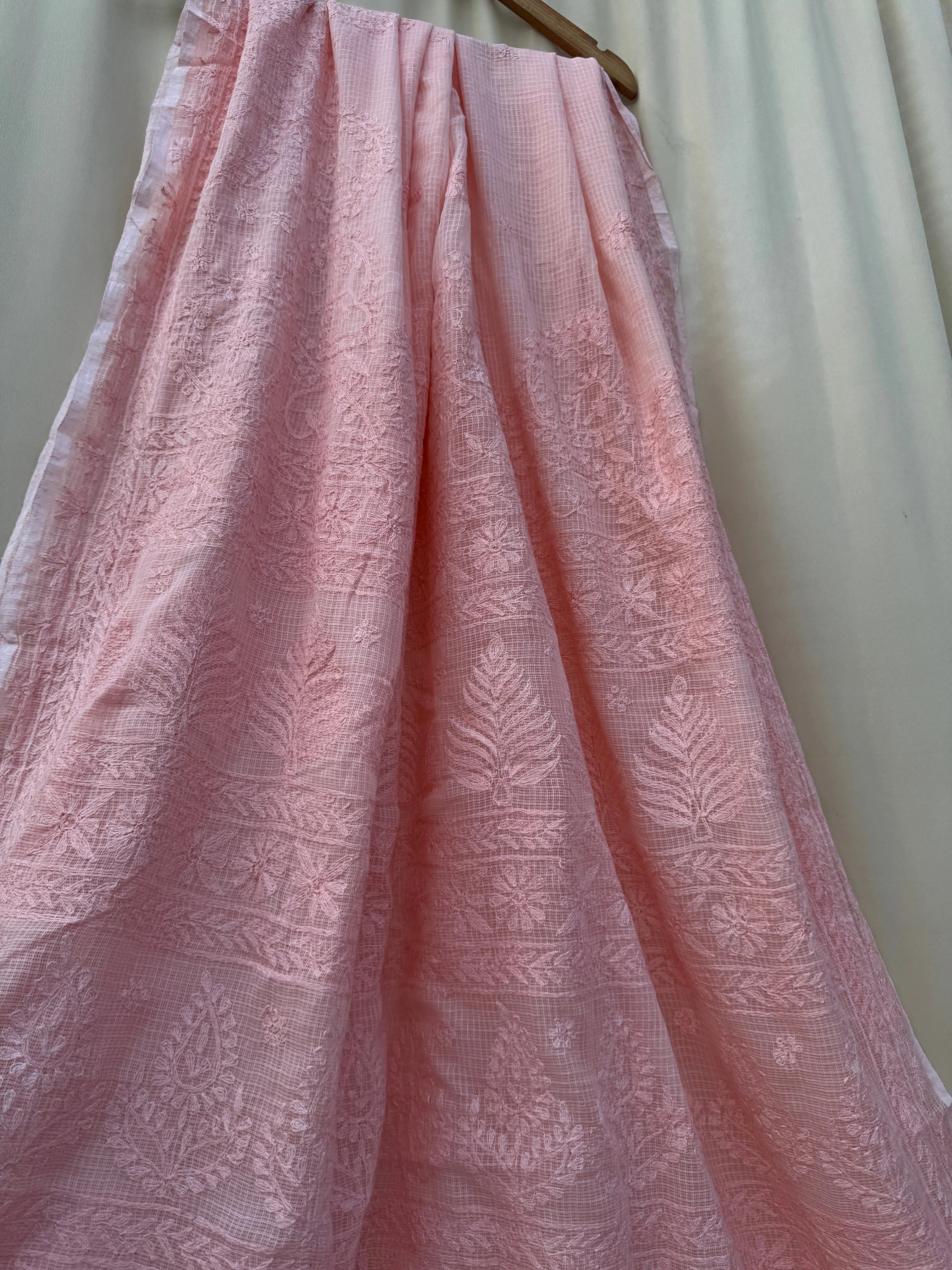 Kota Chikankari saree in Peach ARIAA CHIKANKARI