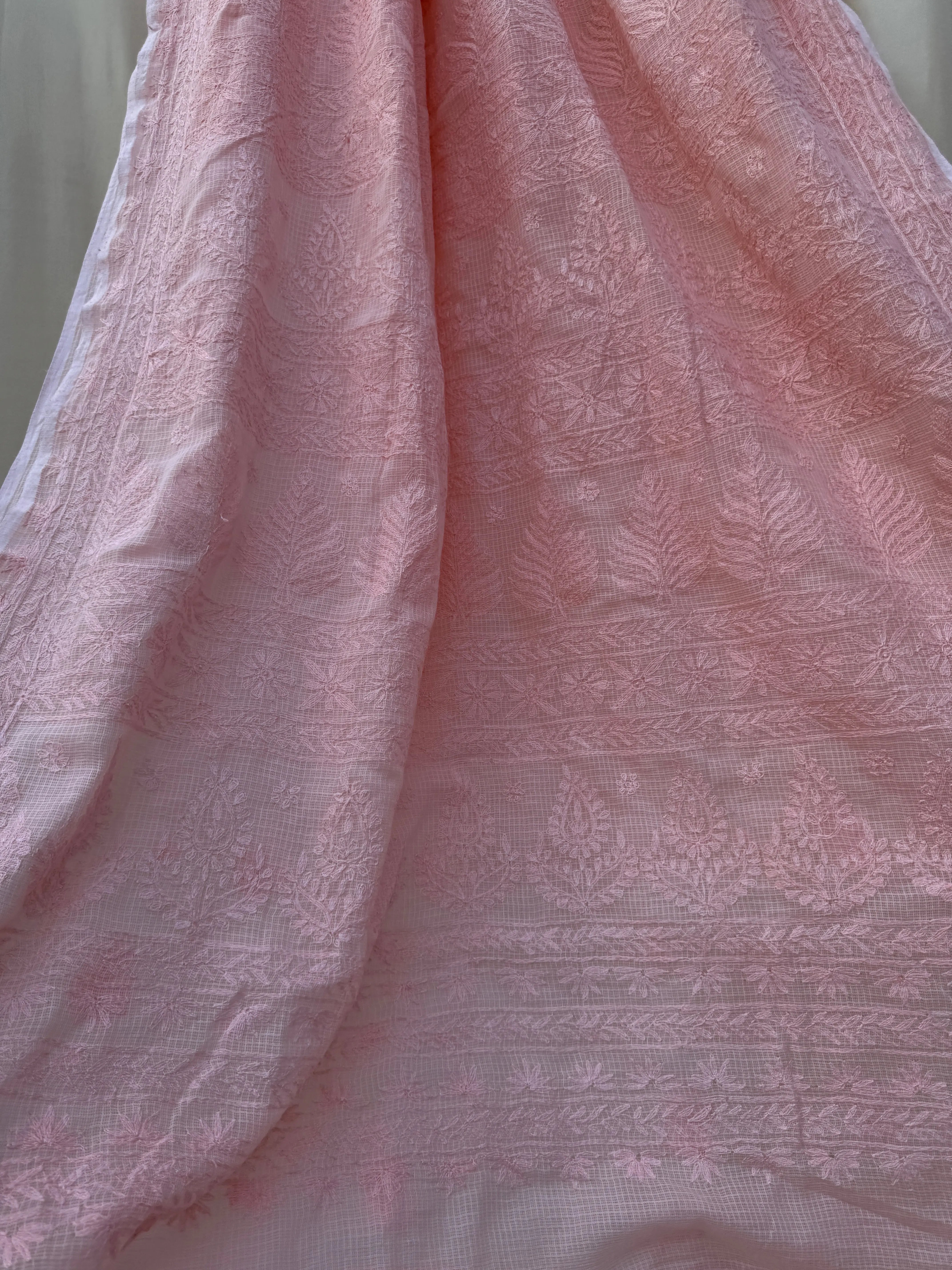Kota Chikankari saree in Peach ARIAA CHIKANKARI