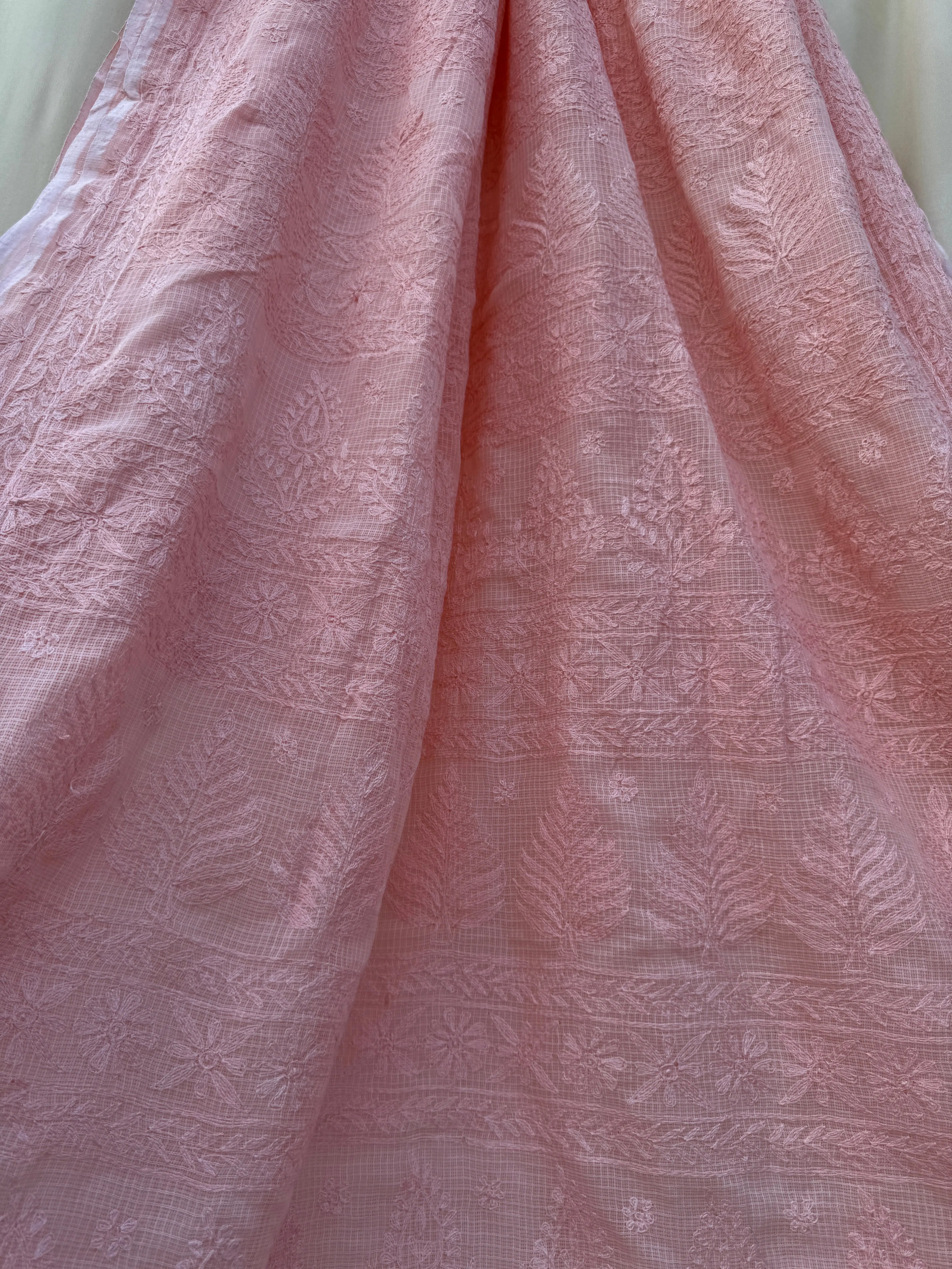 Kota Chikankari saree in Peach ARIAA CHIKANKARI