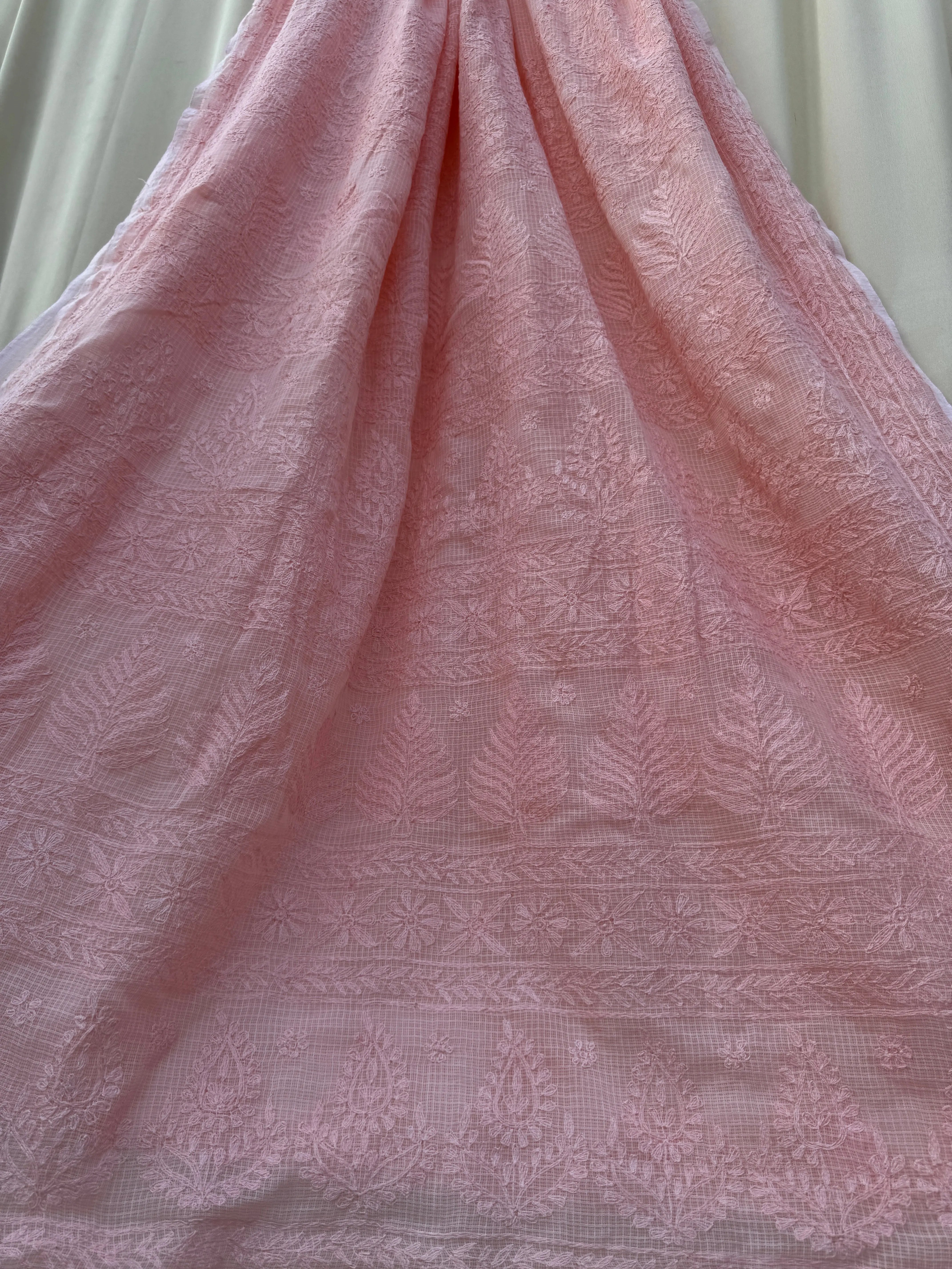 Kota Chikankari saree in Peach ARIAA CHIKANKARI