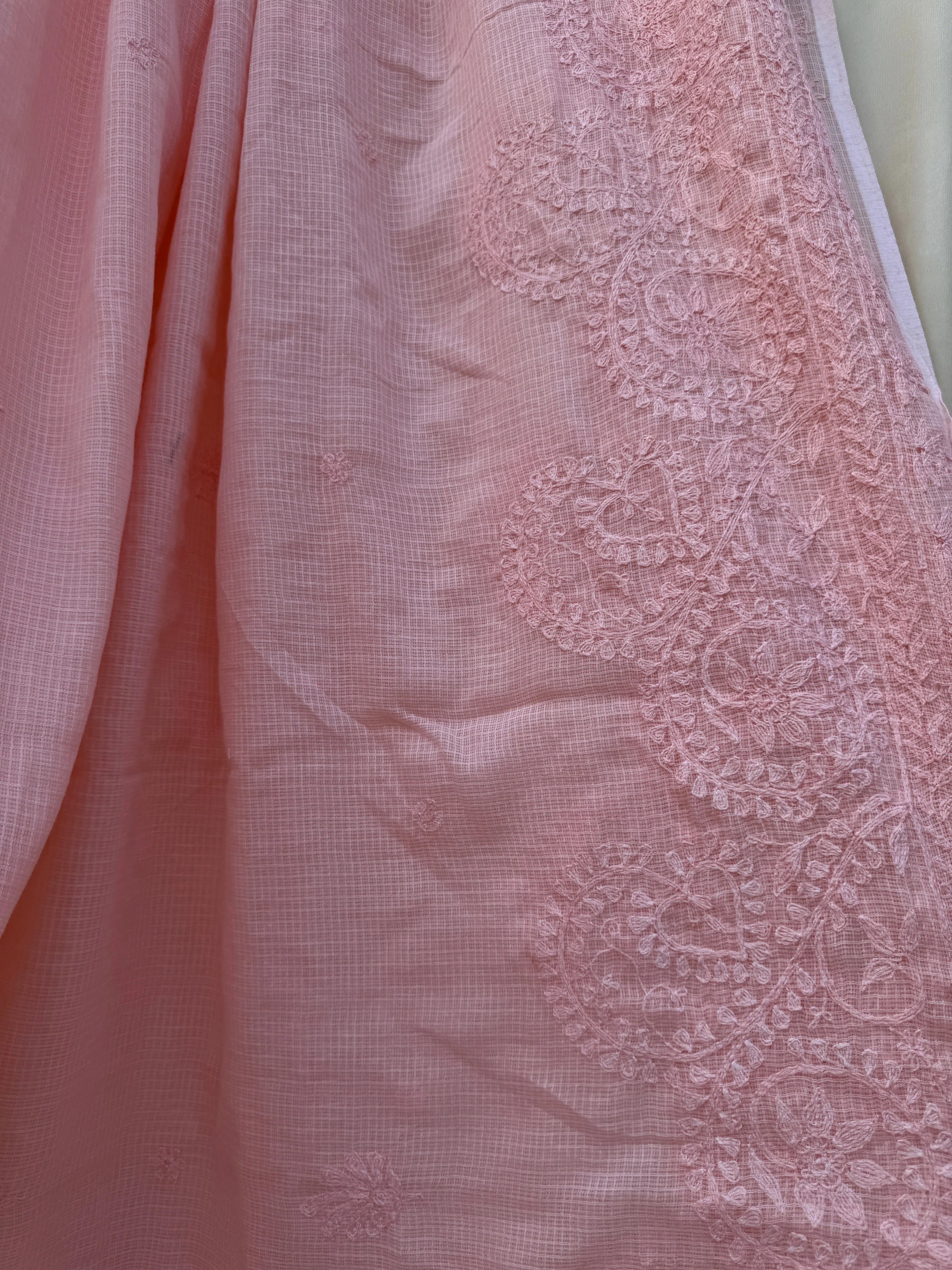 Kota Chikankari saree in Peach ARIAA CHIKANKARI