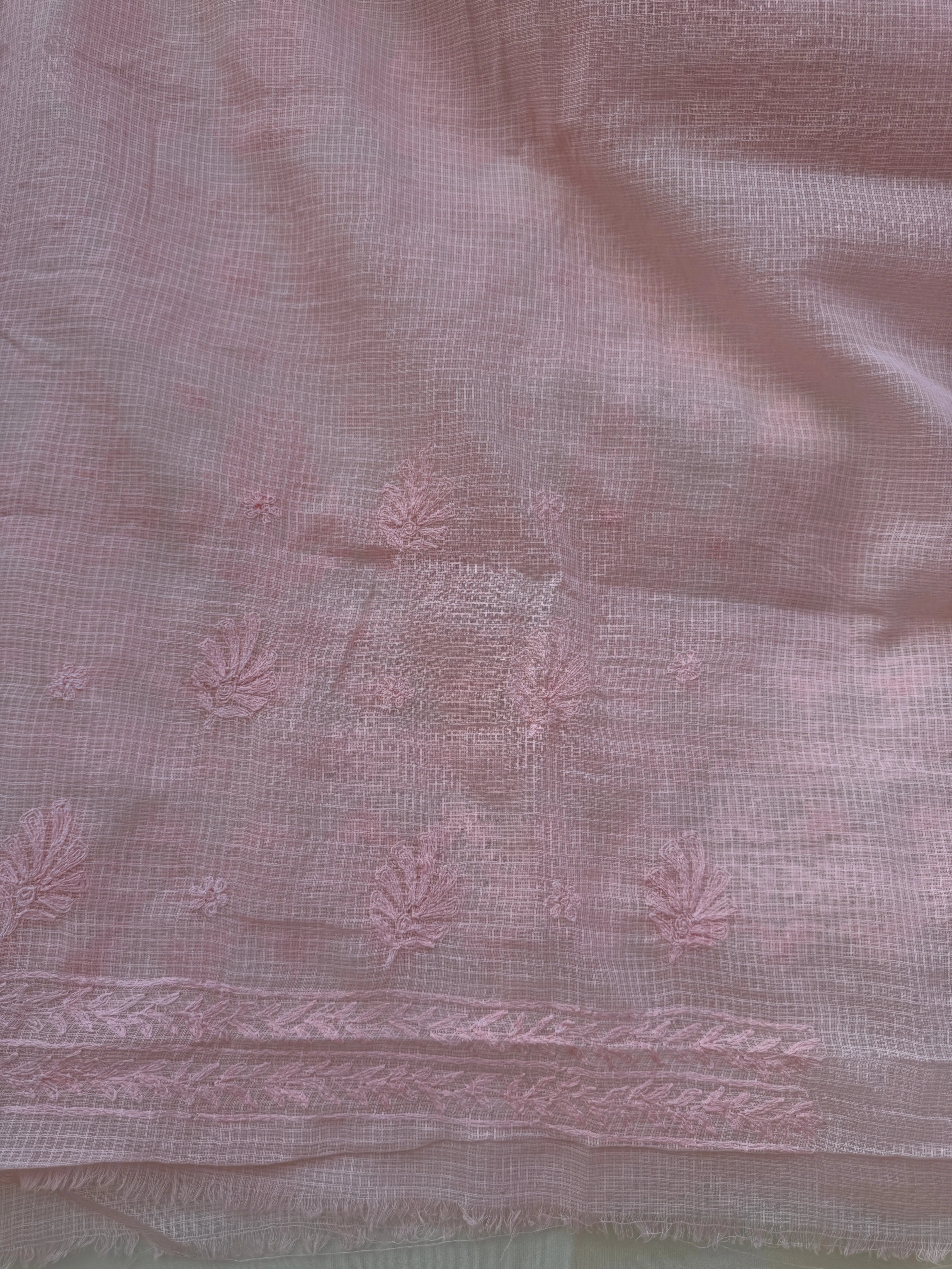 Kota Chikankari saree in Peach ARIAA CHIKANKARI
