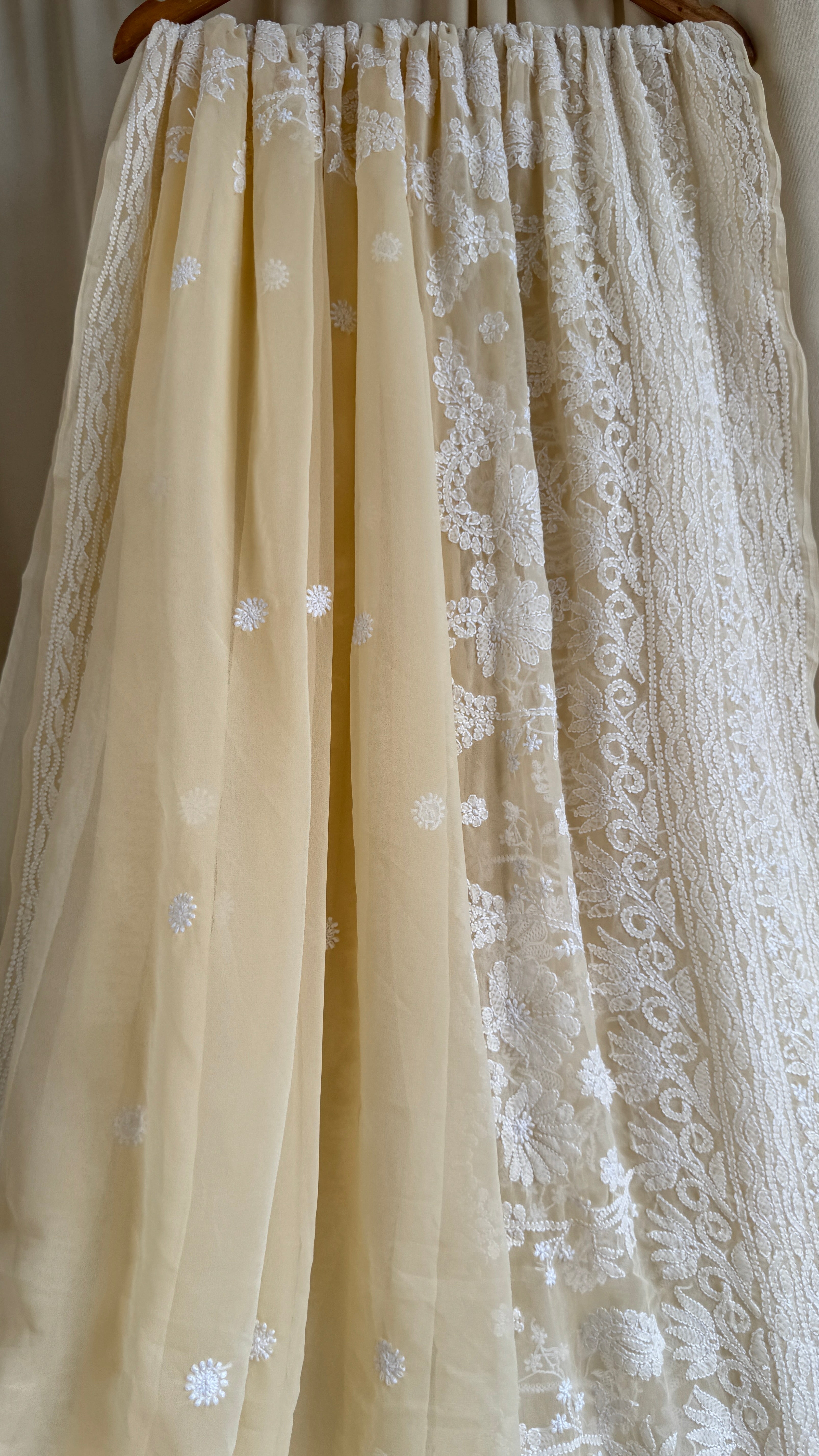 Georgette Chikankari saree in Cream