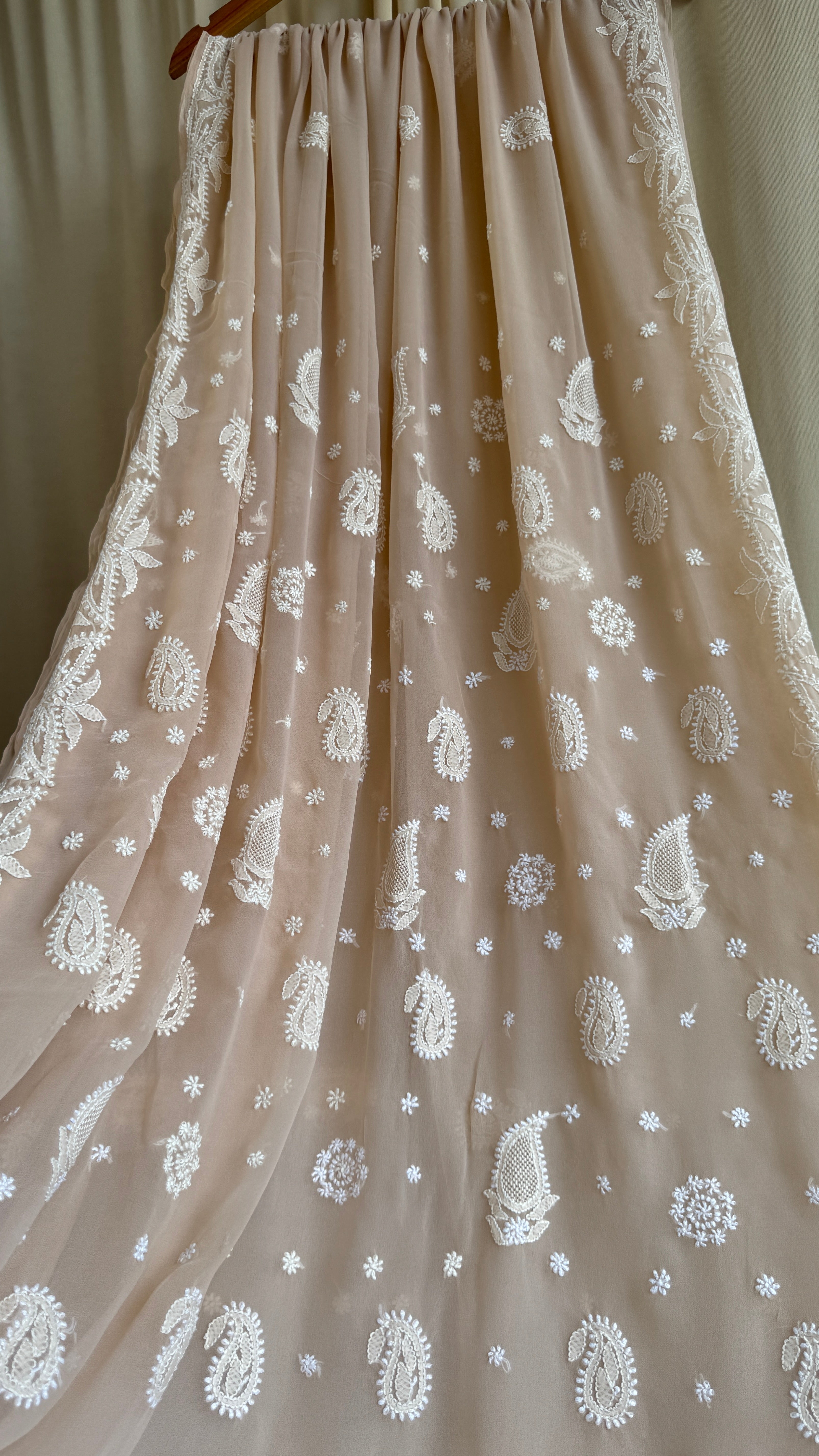 Georgette Chikankari saree in Nude Pink