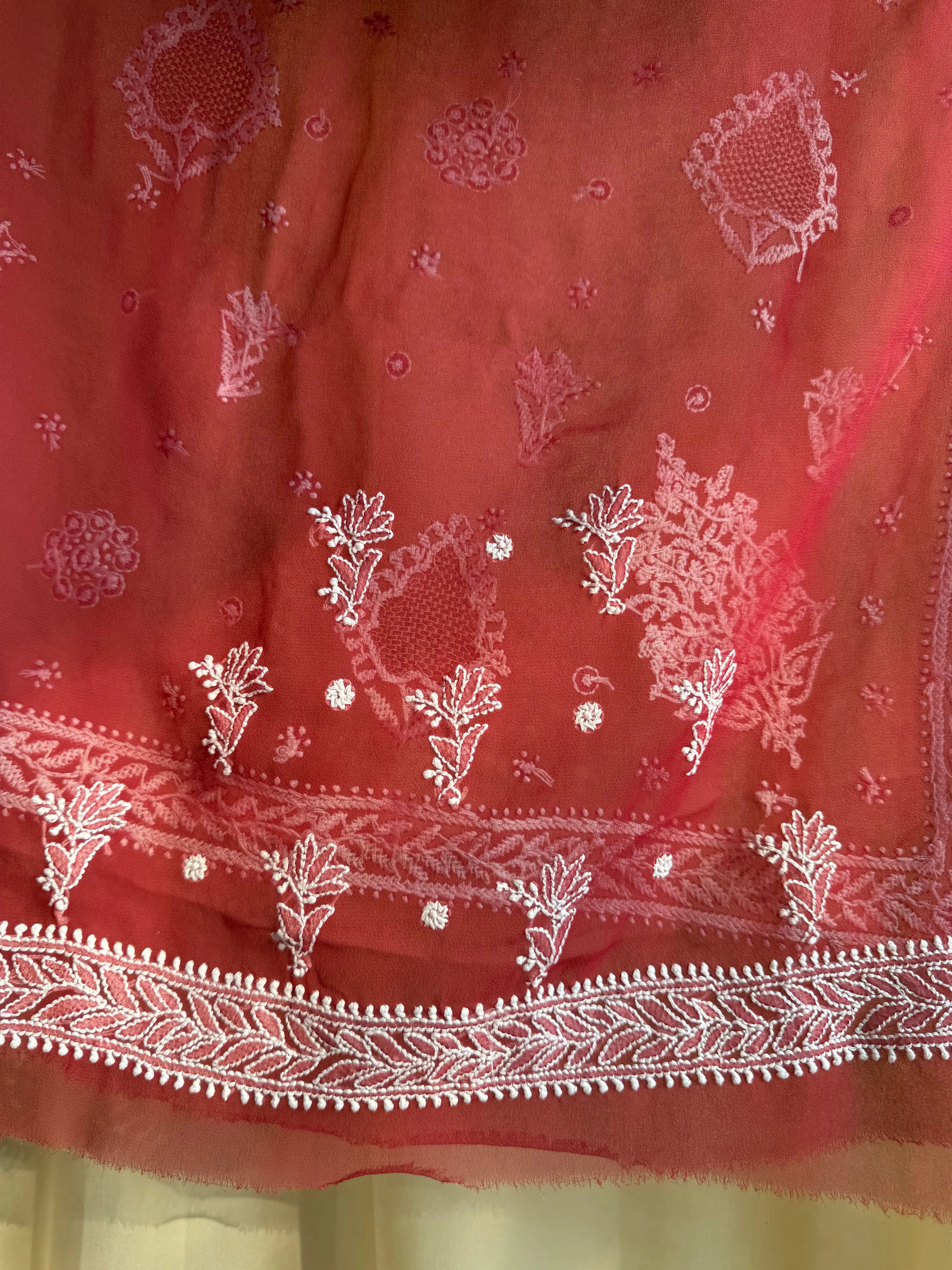 Georgette Chikankari saree in Marron ARIAA CHIKANKARI