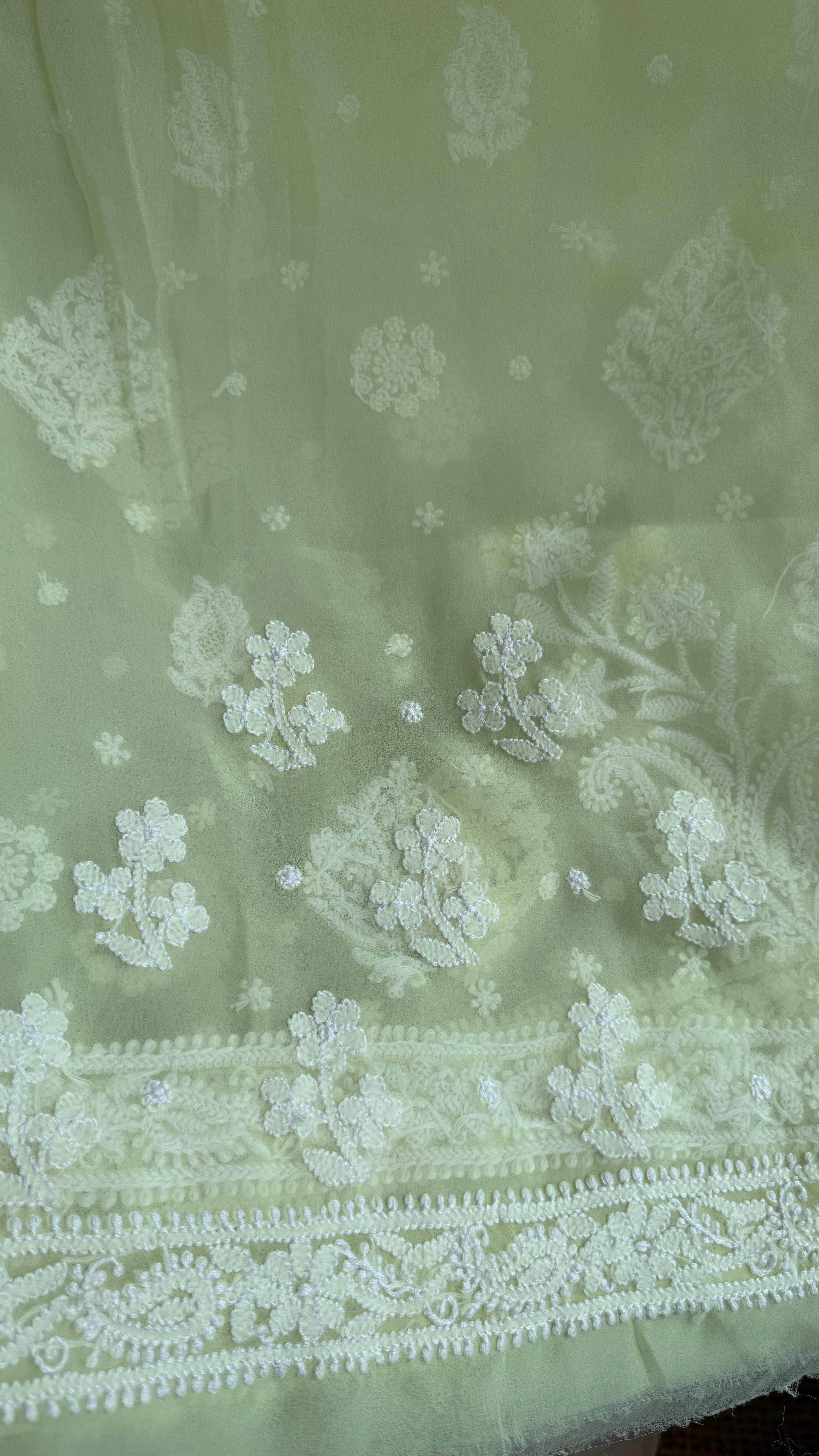 Georgette Chikankari saree in Lime Green