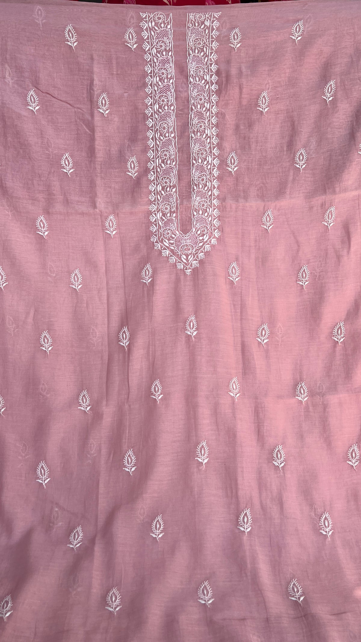 Pure Tussar Silk Chikankari Kurta Length - Mens- Mauve pink