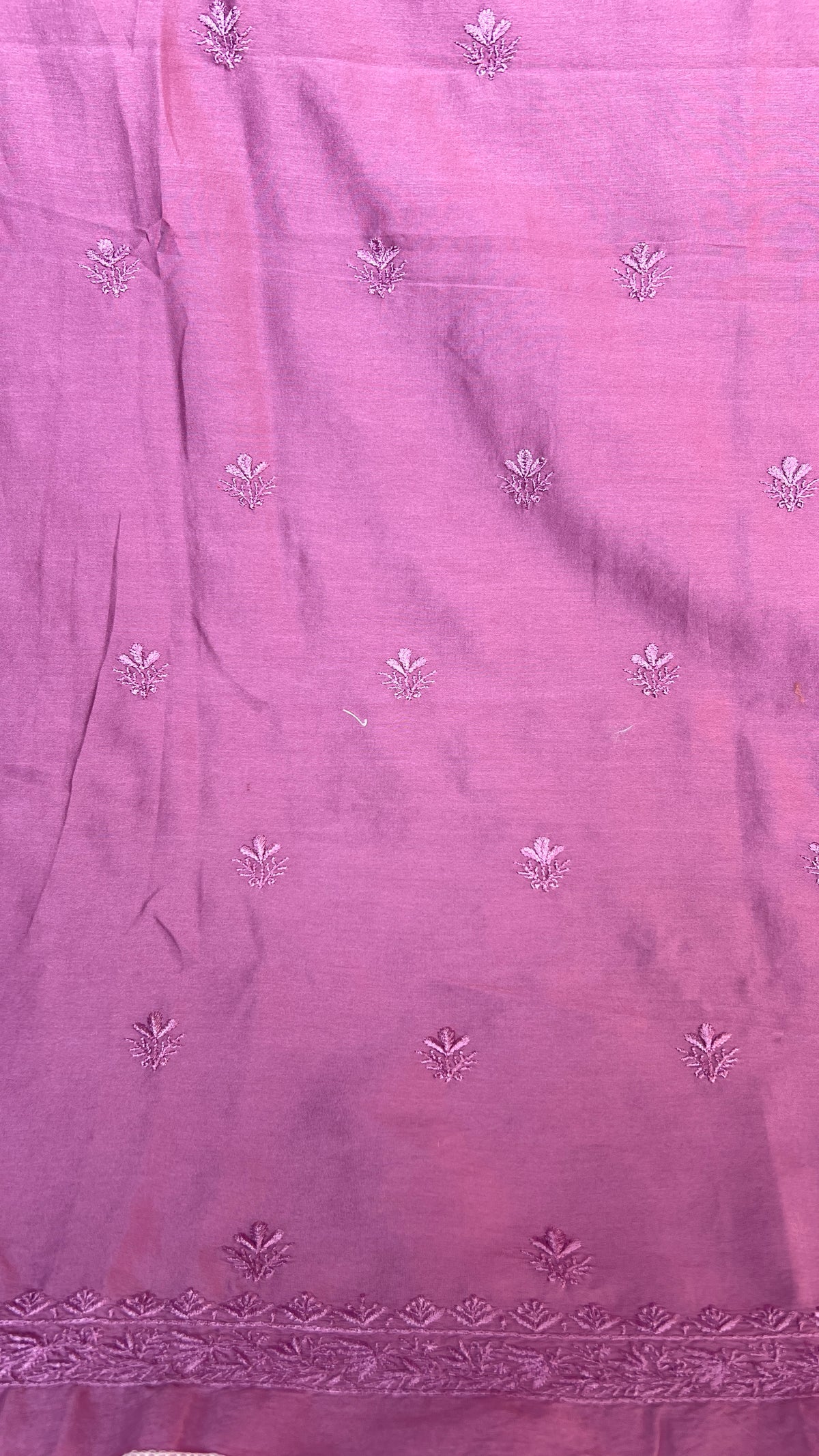 Chanderi Chikankari Kurta Length - Mens- Mauve