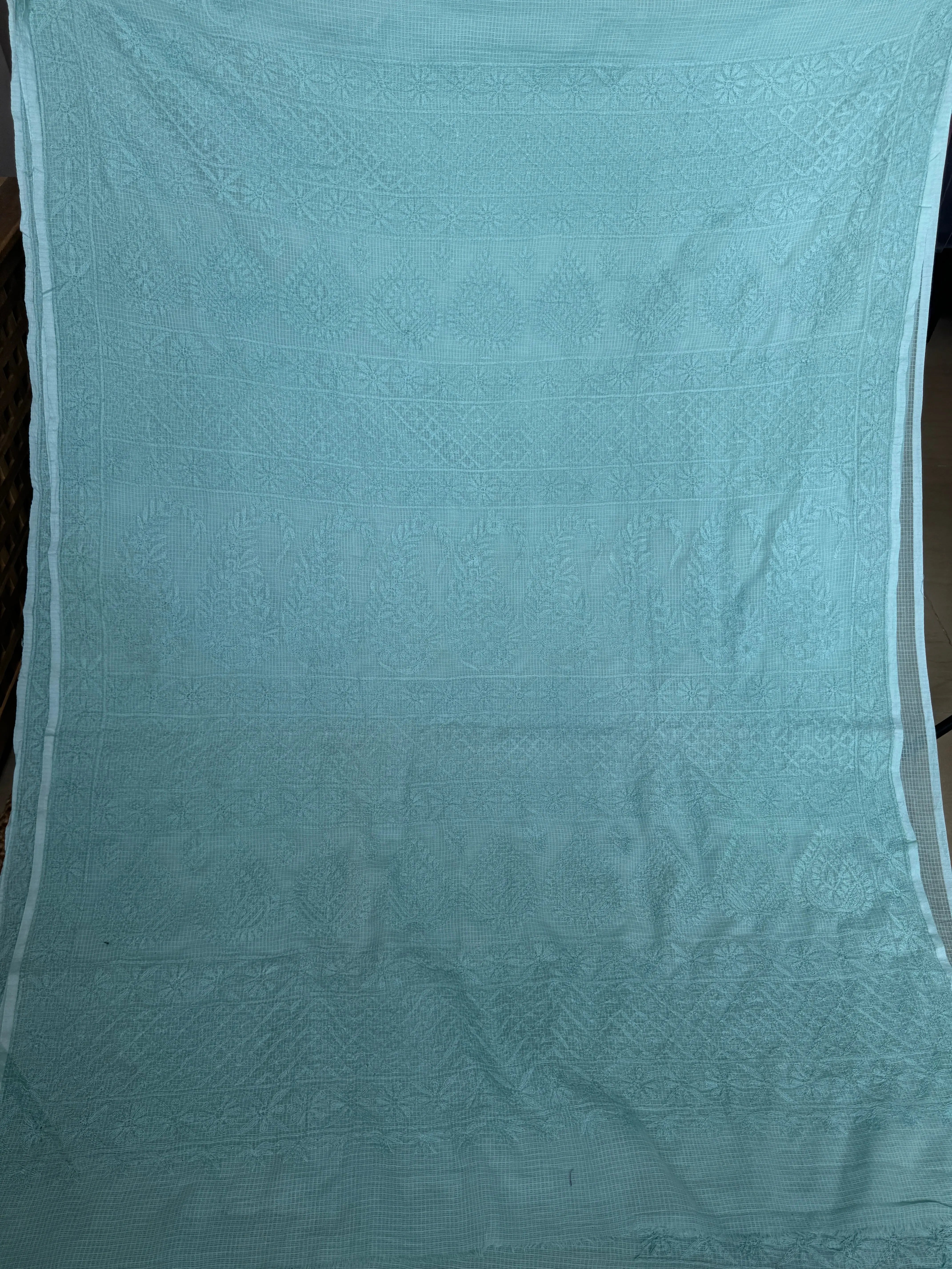 Kota Chikankari saree in Sea Green ARIAA CHIKANKARI
